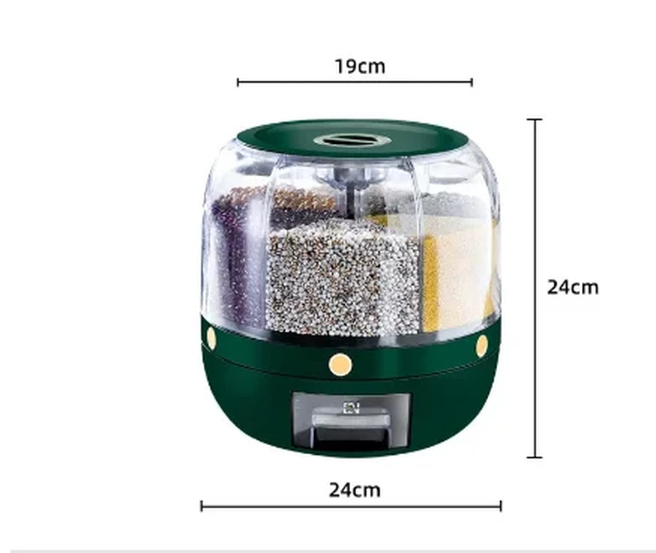 360-Degree Rotating Sealed Rice Dispenser - Moisture-Proof Kitchen Storage Container for Cereal and Grains