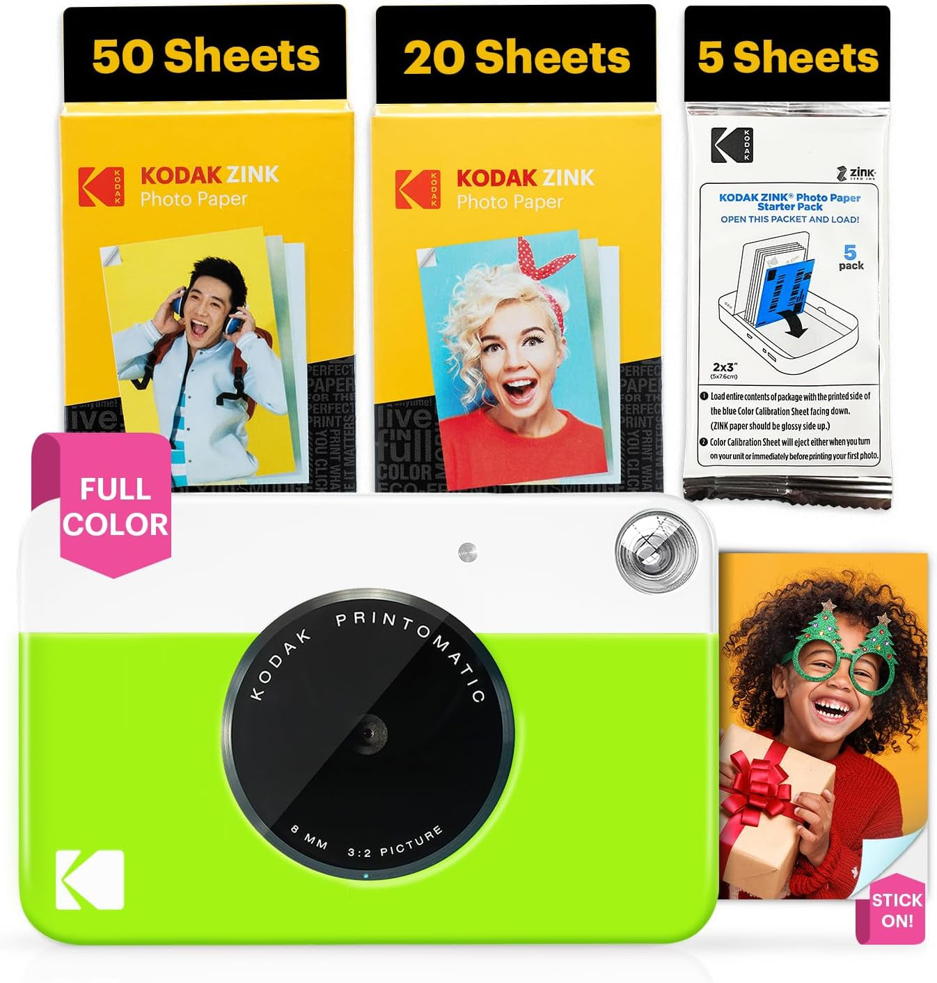 Printomatic Instant Print Digital Camera - Full-Color 2x3" Sticky-Back Photos - 5MP, Portable and Creative Gift for Birthdays, Christmas, and Holidays - Pink