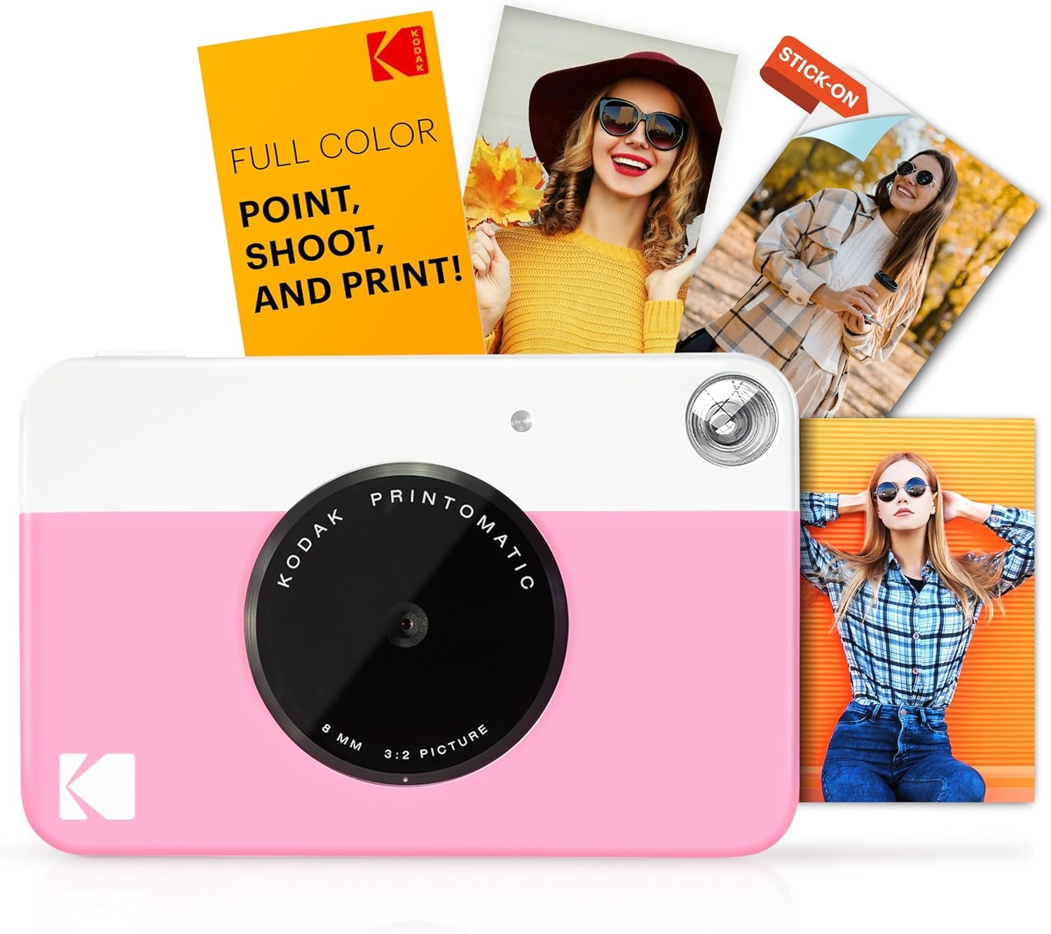 Printomatic Instant Print Digital Camera - Full-Color 2x3" Sticky-Back Photos - 5MP, Portable and Creative Gift for Birthdays, Christmas, and Holidays - Pink