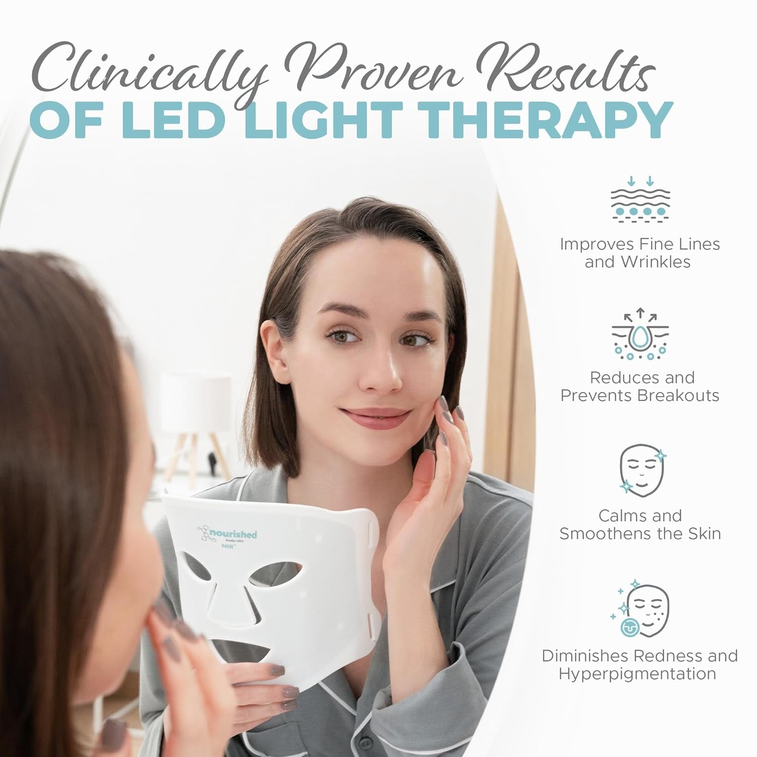 Multicolor LED Face and Neck Mask with Near-Infrared Technology - Blue and Red Light Therapy for Anti-Aging - 228 LEDs Skincare Device
