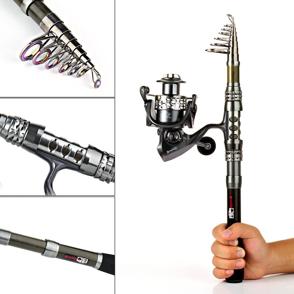Telescopic Fishing Rod and Spinning Reel Set with Travel Case for Saltwater and Freshwater Angling