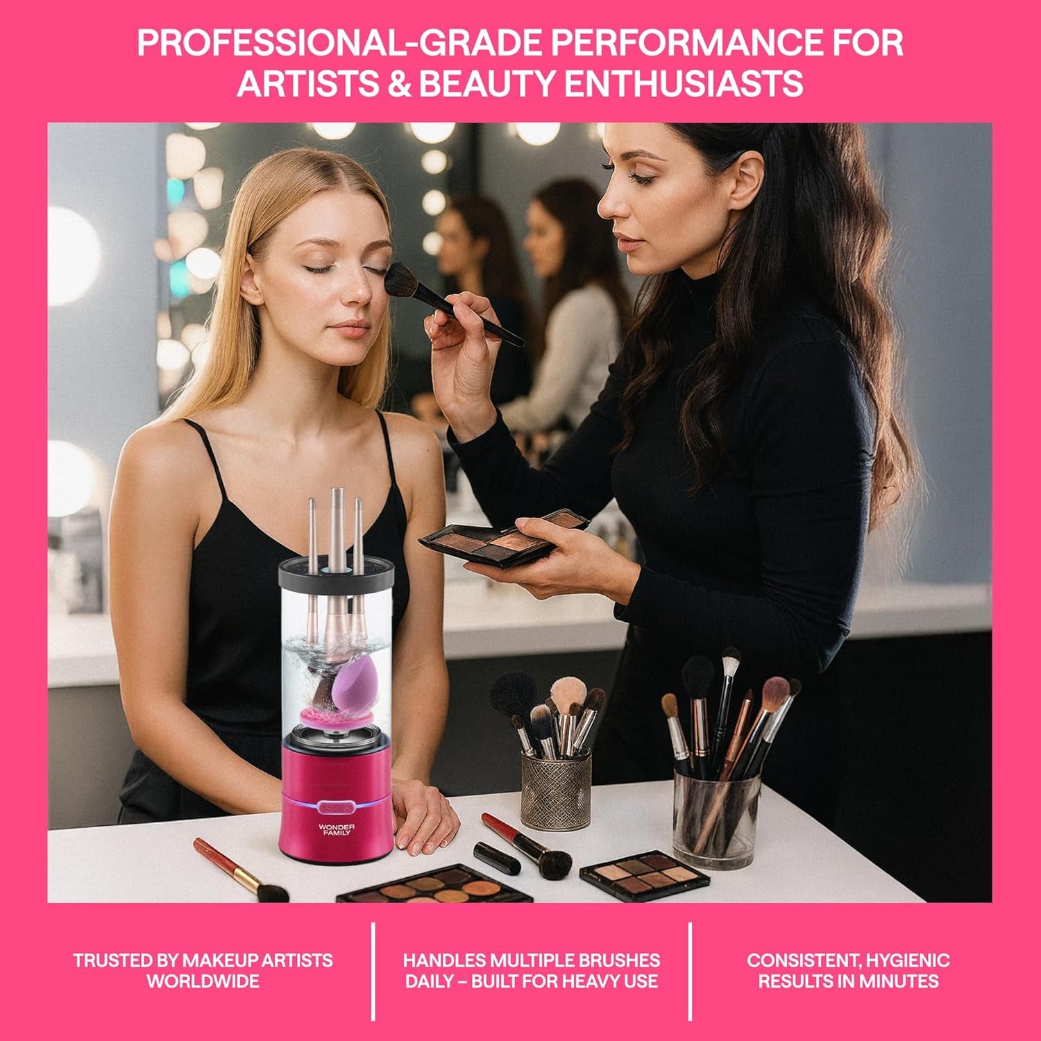 Professional 3-in-1 Automatic Electric Makeup Brush Cleaner and Dryer for Brushes, Sponges, and Beauty Tools with Stand