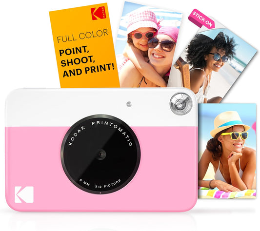 Printomatic Instant Print Digital Camera - Full-Color 2x3" Sticky-Back Photos - 5MP, Portable and Creative Gift for Birthdays, Christmas, and Holidays - Pink