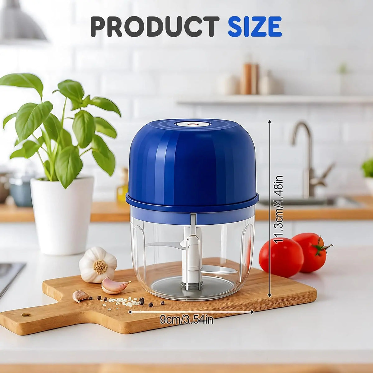 Electric Garlic Chopper with 2 Sharp Blades and a USP Charging Cable; Portable Kitchen Tool Suitable for Garlic, Onions, Ginger, Chili Peppers, and Carrots; Food Processor and Kitchen Vegetable Chopper/Vegetable Cutting Tool.