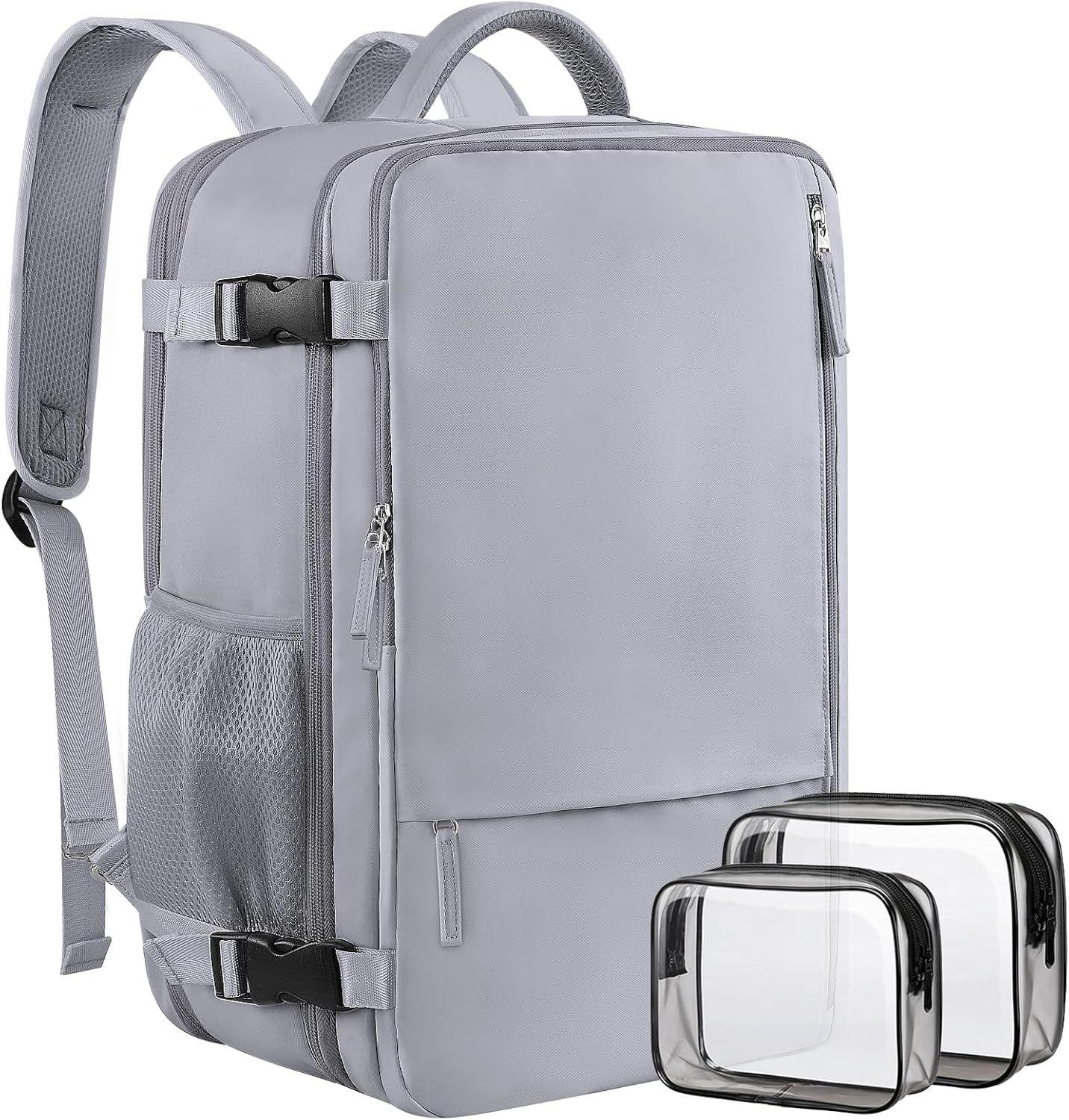 Women's Expandable 40L Travel Backpack, Flight Approved Carry-On, Waterproof 17-Inch Laptop Bag for College, Travel, and Work - Beige