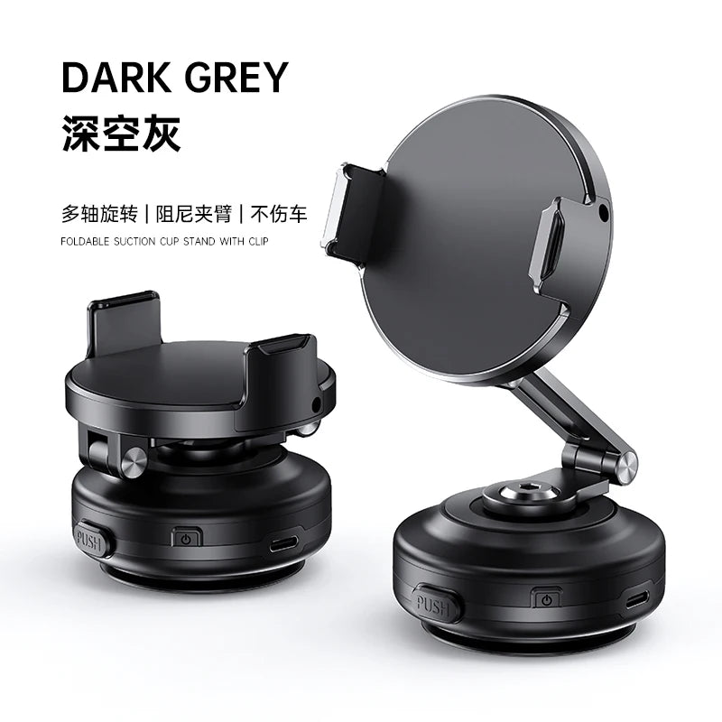 Magnetic Vacuum-Adsorption Car Mount for Smartphones - Foldable 360-Degree Rotatable Aluminum Alloy Holder