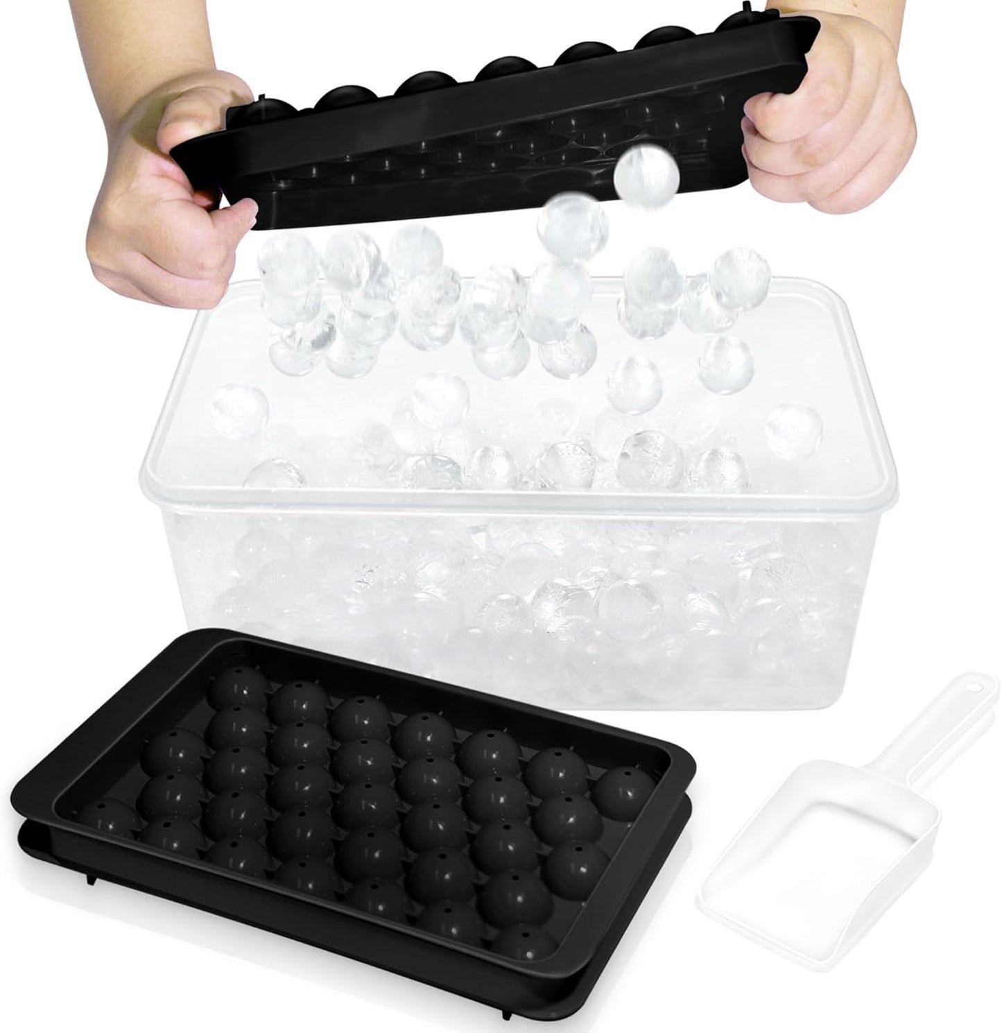 Round Ice Cube Tray with Lid and Storage Bin - Set of 2 (1") - Blue