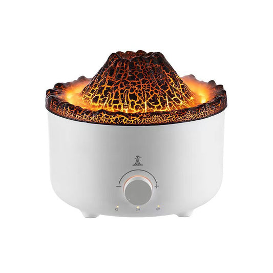 Compact Simulated Flame Volcano Humidifier and Diffuser for Home Décor