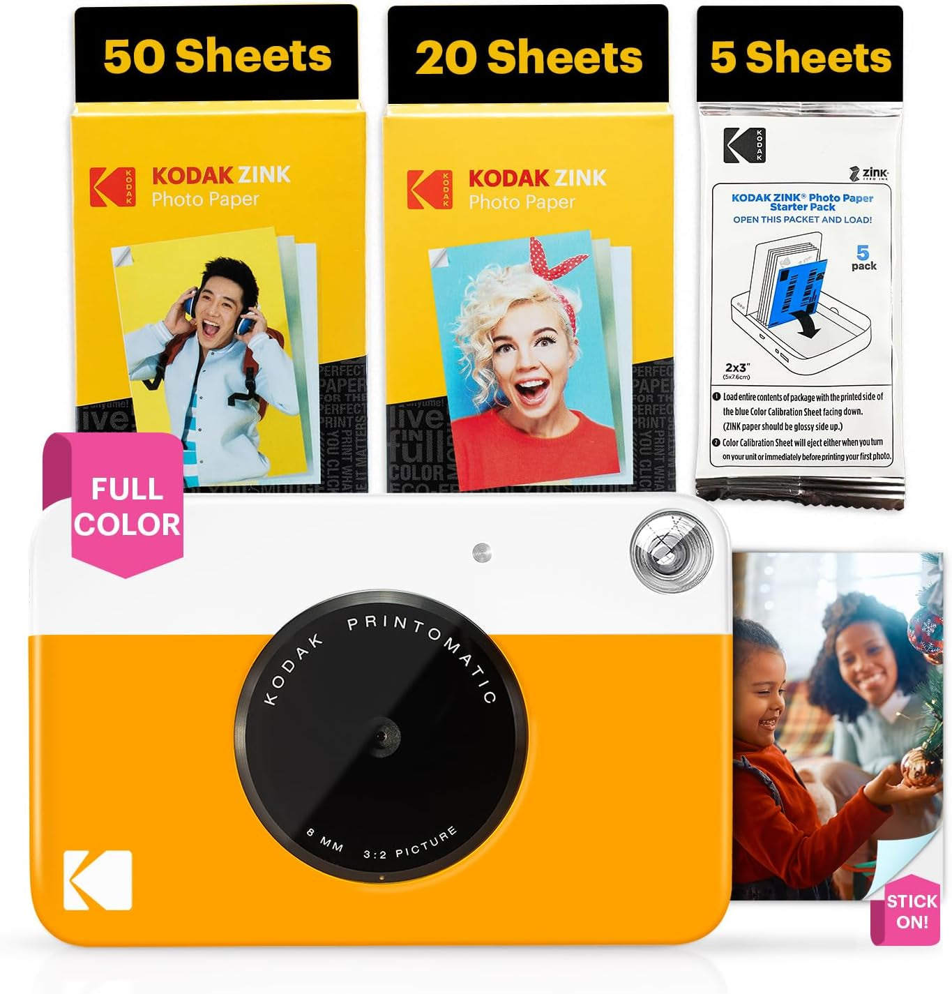 Printomatic Instant Print Digital Camera - Full-Color 2x3" Sticky-Back Photos - 5MP, Portable and Creative Gift for Birthdays, Christmas, and Holidays - Pink