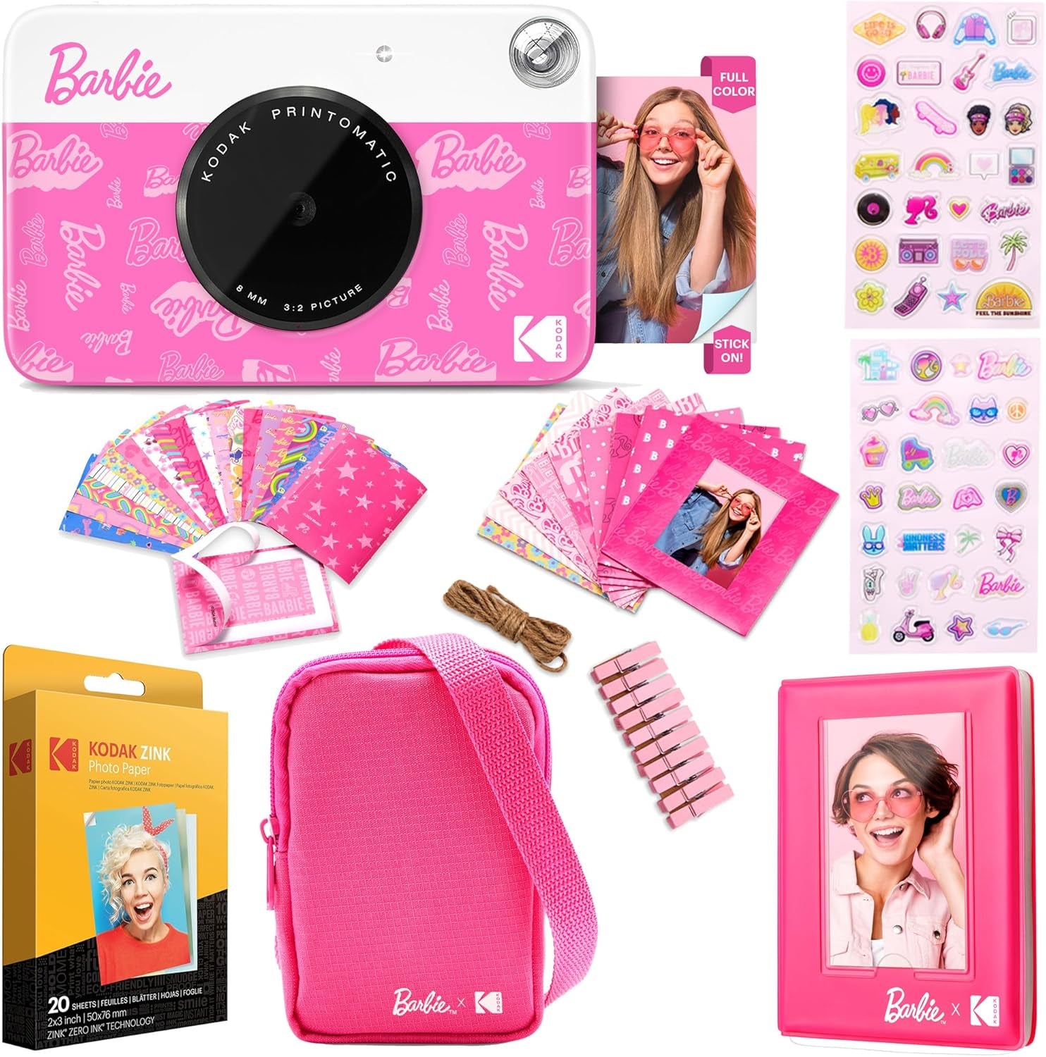 Printomatic Instant Print Digital Camera - Full-Color 2x3" Sticky-Back Photos - 5MP, Portable and Creative Gift for Birthdays, Christmas, and Holidays - Pink