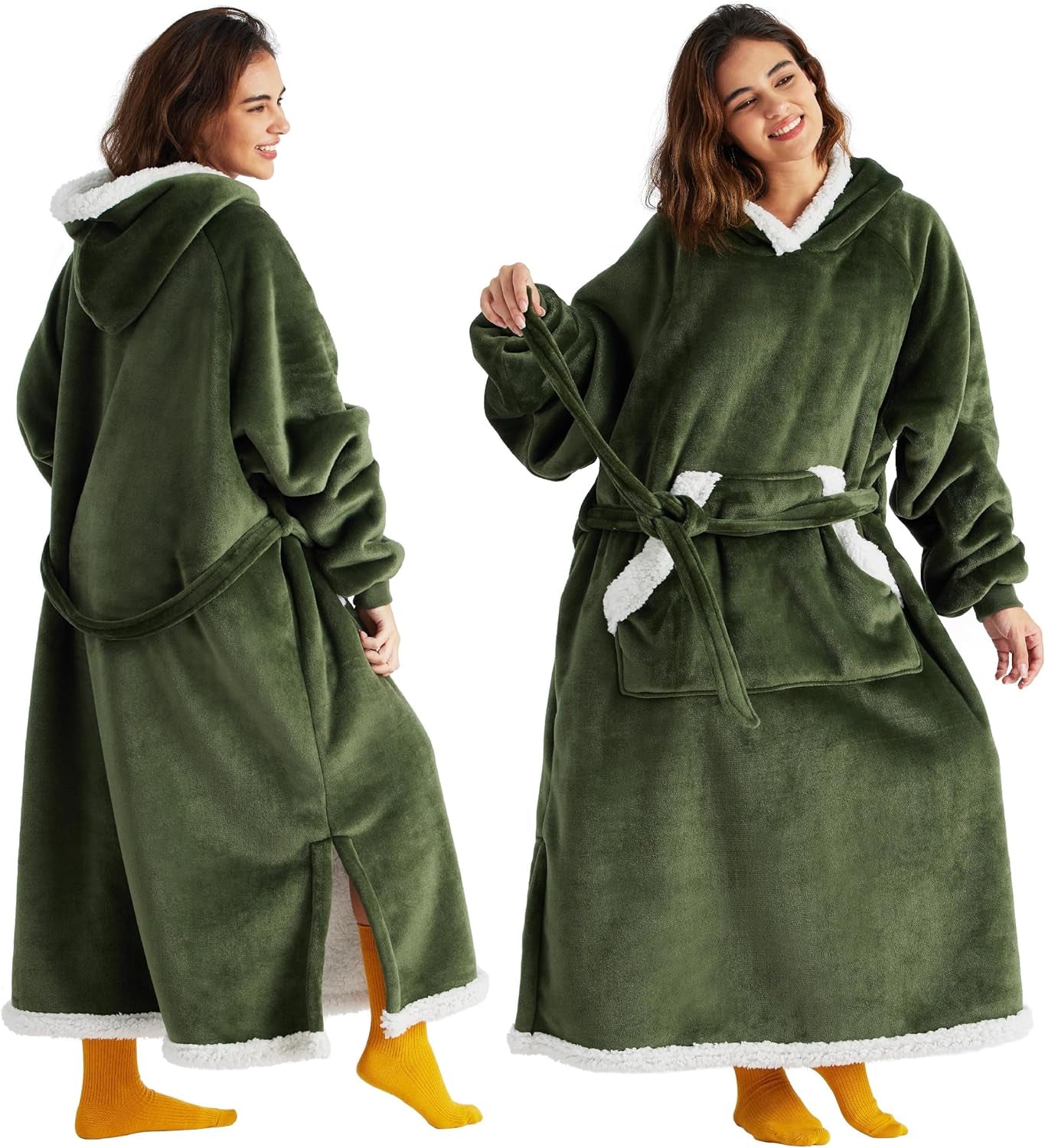 Wearable Blanket Hoodie, Cozy Long Hooded Blanket Sweatshirt as Mothers Day Hoodie Gifts for Mom Women, Standard, Black