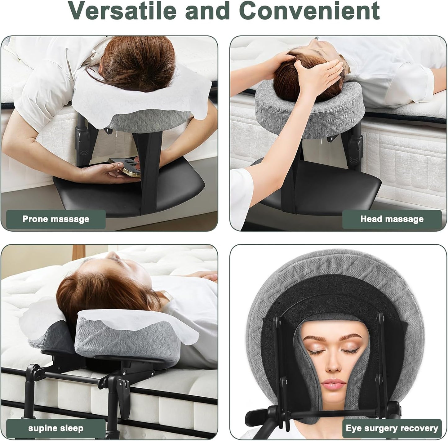 Adjustable Massage Headrest and Face Cushion Support for Bed, Portable Kit for Post-Surgery Recovery and Relaxation