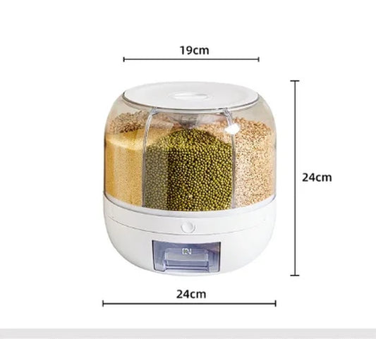 360-Degree Rotating Sealed Rice Dispenser - Moisture-Proof Kitchen Storage Container for Cereal and Grains
