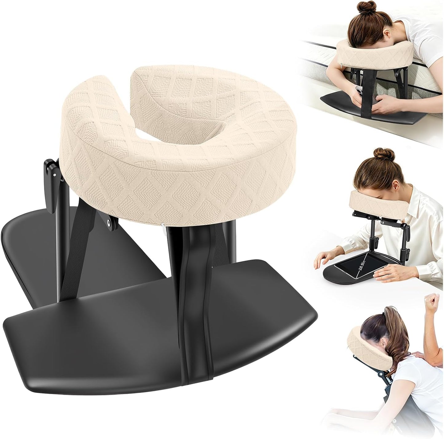Adjustable Massage Headrest and Face Cushion Support for Bed, Portable Kit for Post-Surgery Recovery and Relaxation