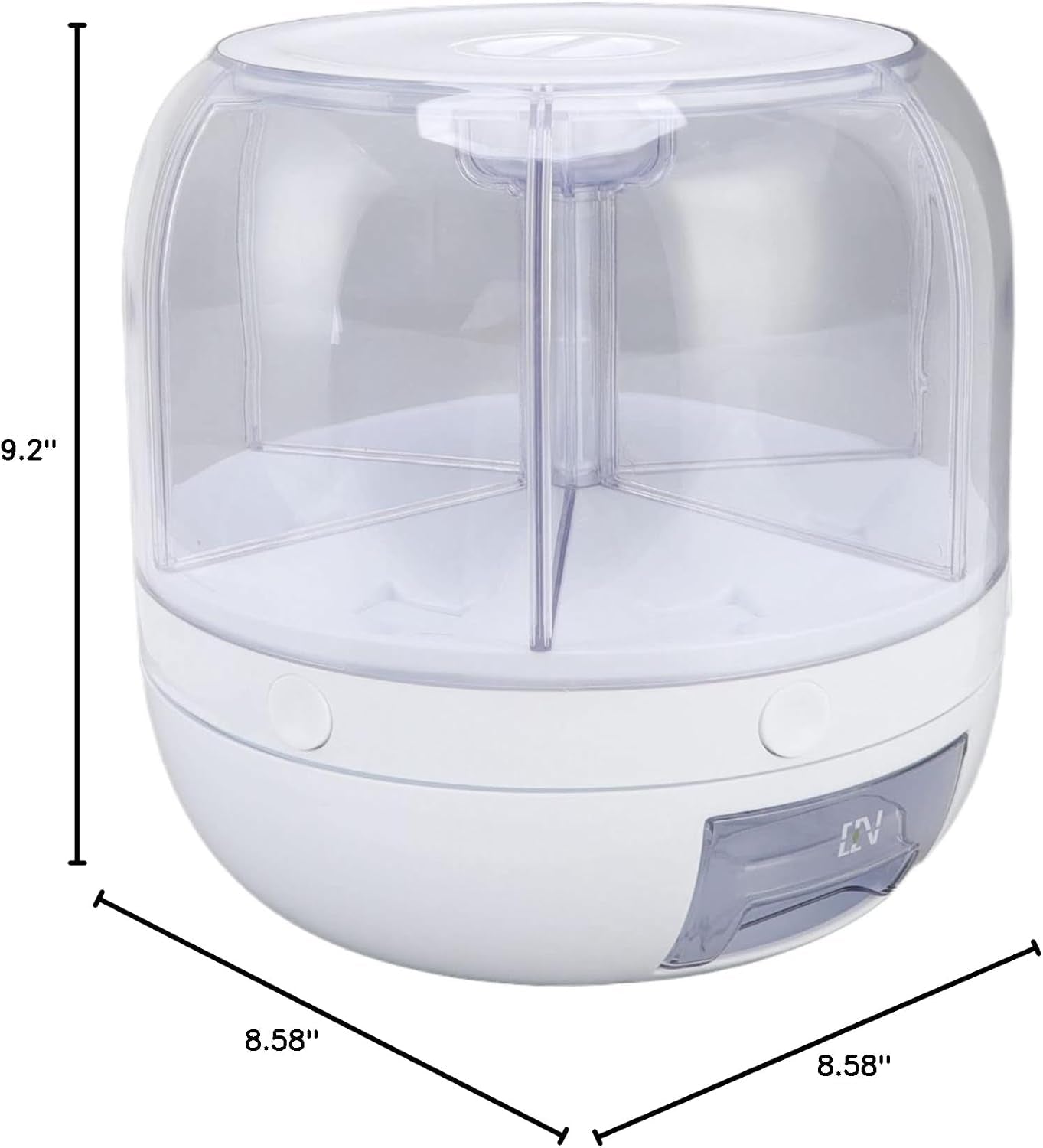6-Compartment Rotating Rice and Grain Storage Container, 360° Dry Food Dispenser with Lid, 5Kg Capacity for Home Kitchen Use