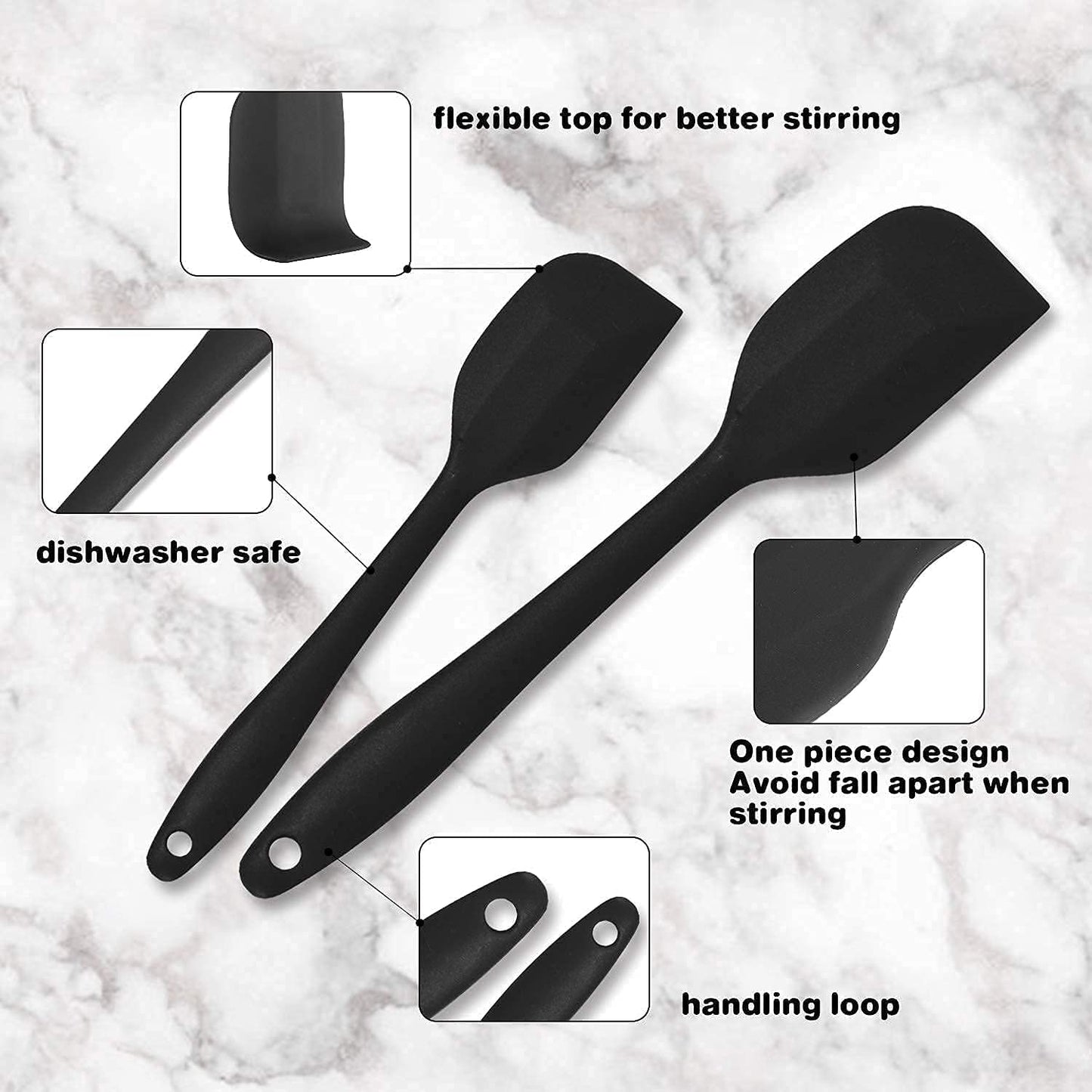 42-Piece Professional Kitchen Utensil Set in Nylon and Stainless Steel for Cooking and Baking, Black