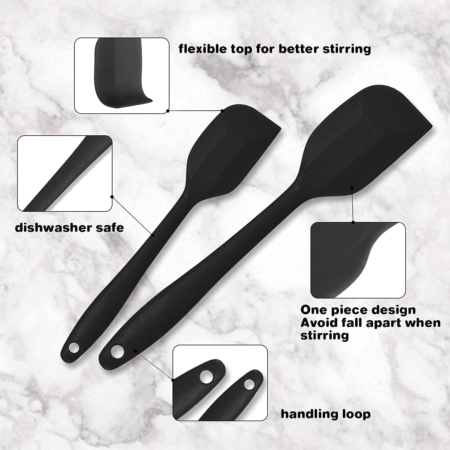 42-Piece Professional Kitchen Utensil Set in Nylon and Stainless Steel for Cooking and Baking, Black
