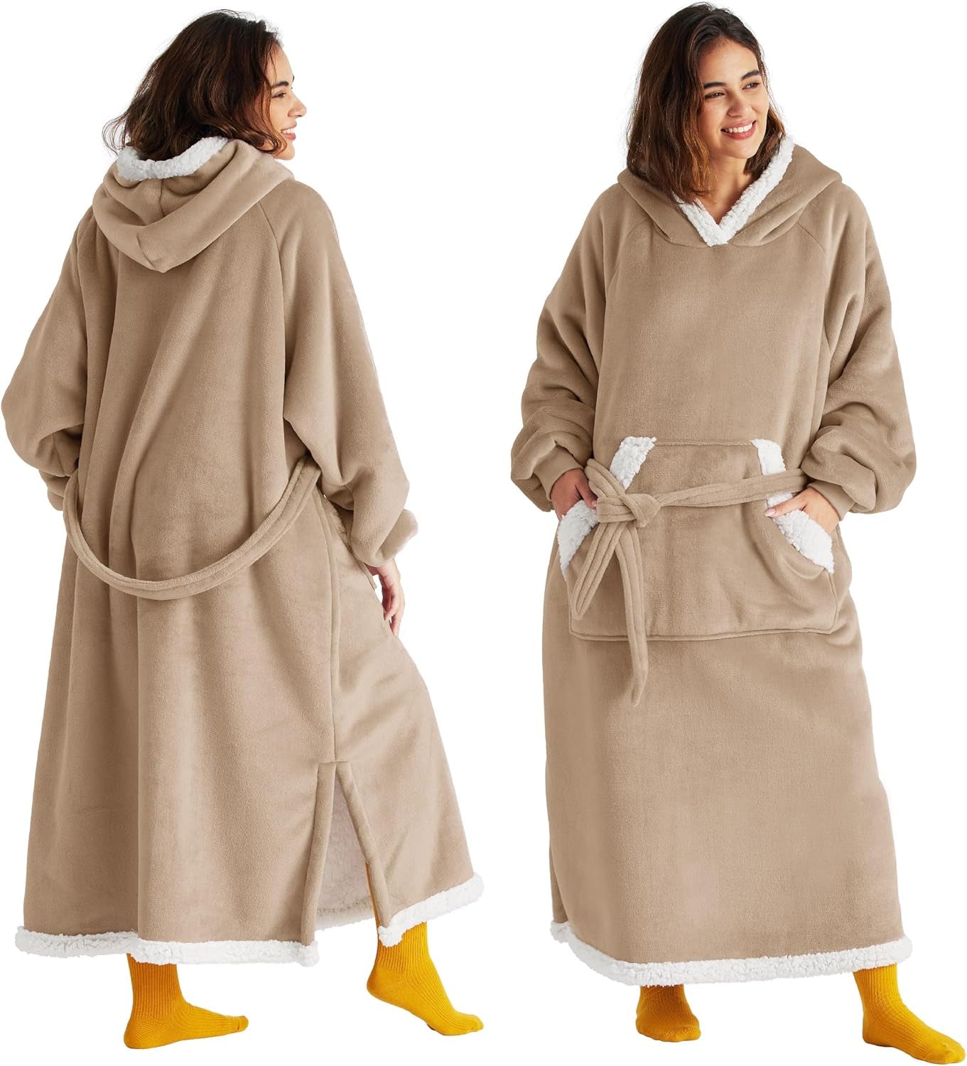 Wearable Blanket Hoodie, Cozy Long Hooded Blanket Sweatshirt as Mothers Day Hoodie Gifts for Mom Women, Standard, Black