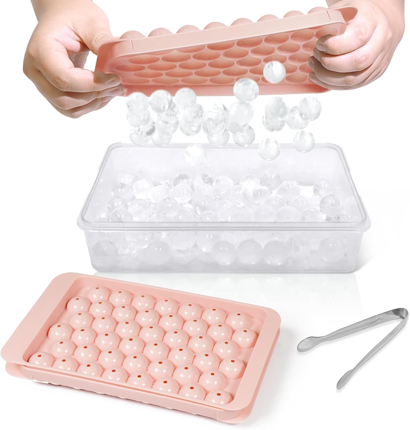 Round Ice Cube Tray with Lid and Storage Bin - Set of 2 (1") - Blue