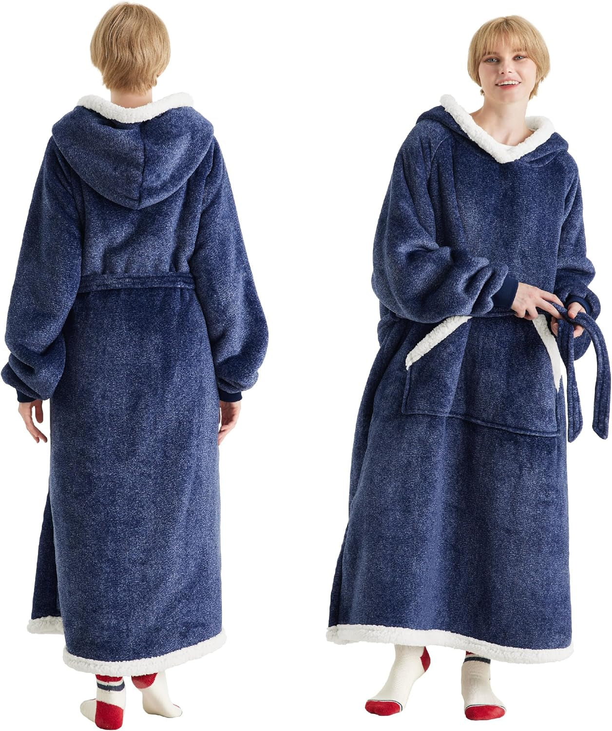 Wearable Blanket Hoodie, Cozy Long Hooded Blanket Sweatshirt as Mothers Day Hoodie Gifts for Mom Women, Standard, Black
