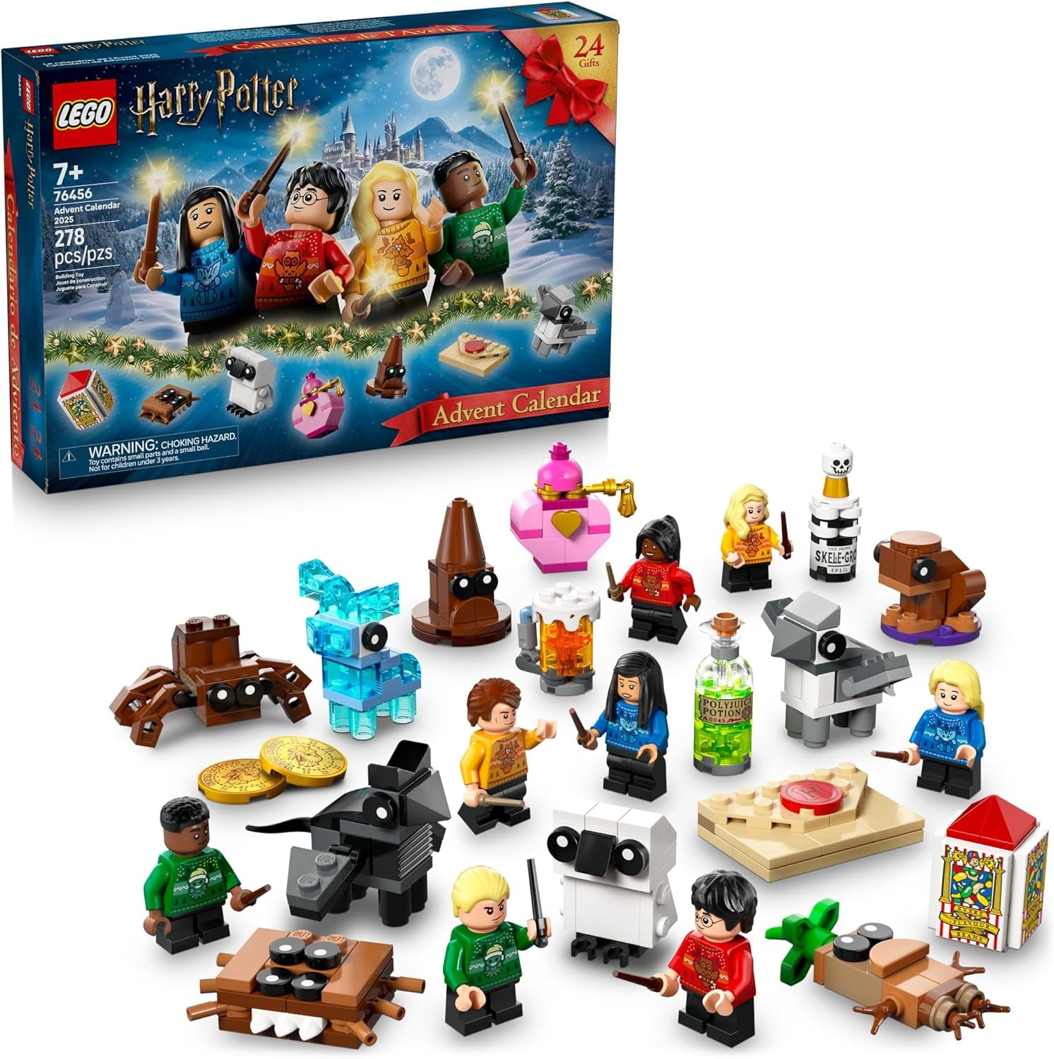 Harry Potter Advent Calendar 2025 - Holiday Countdown Set for Ages 7+, Featuring 24 Buildable Surprises Including Harry, Draco, and Luna Minifigures - Ideal Christmas Gift for Children - 76456