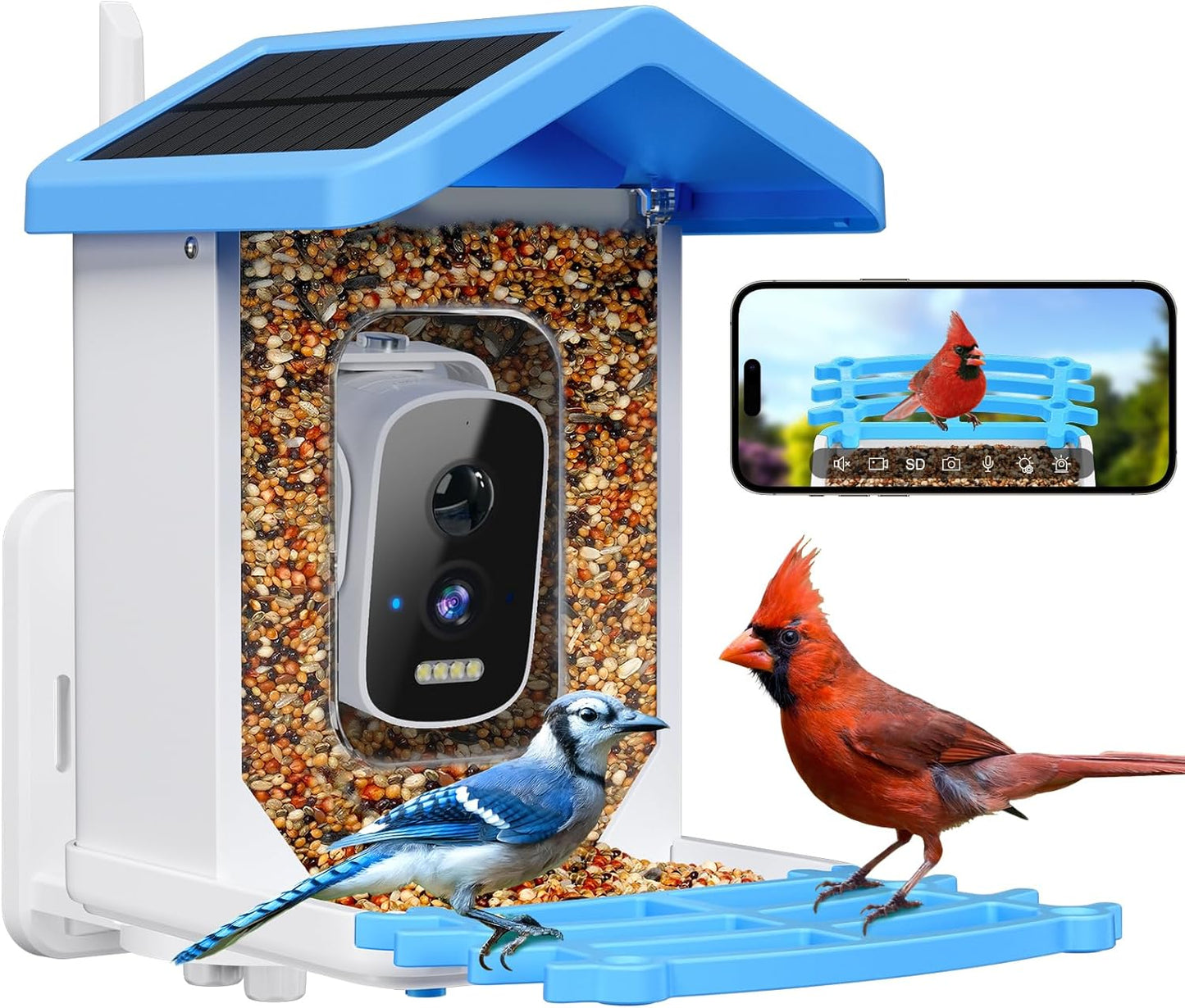 Smart Bird Feeder with Camera, AI Bird Species Identification Solar Powered Panel, 2.5K HD Video Bird House with Camera for outside Garden, Ideal Gifts for Lover,Green