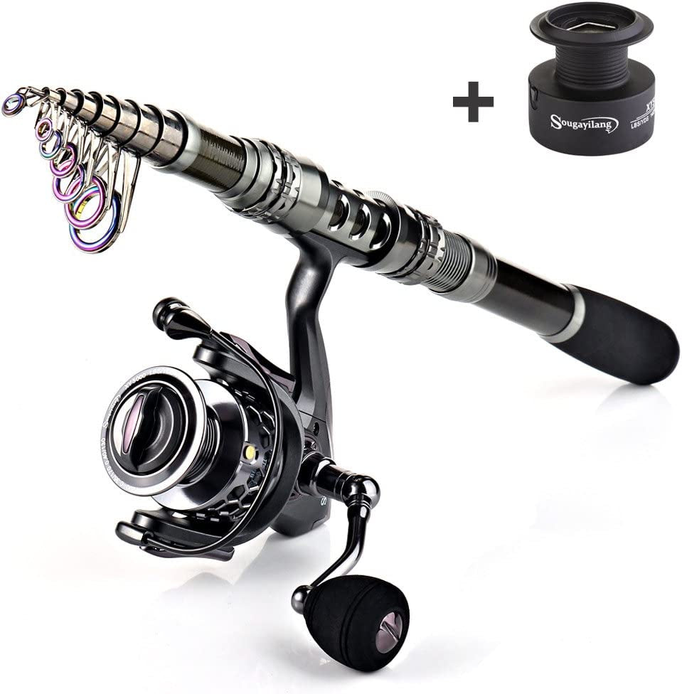 Telescopic Fishing Rod and Spinning Reel Set with Travel Case for Saltwater and Freshwater Angling