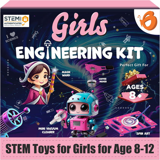 100+ STEM Projects | Girls Mini Engineering Kit for Ages 8 10 12 15 Years | Ultimate DIY Science Experiments for Kids | Educational Engineering Toys Best Birthday Gift Idea