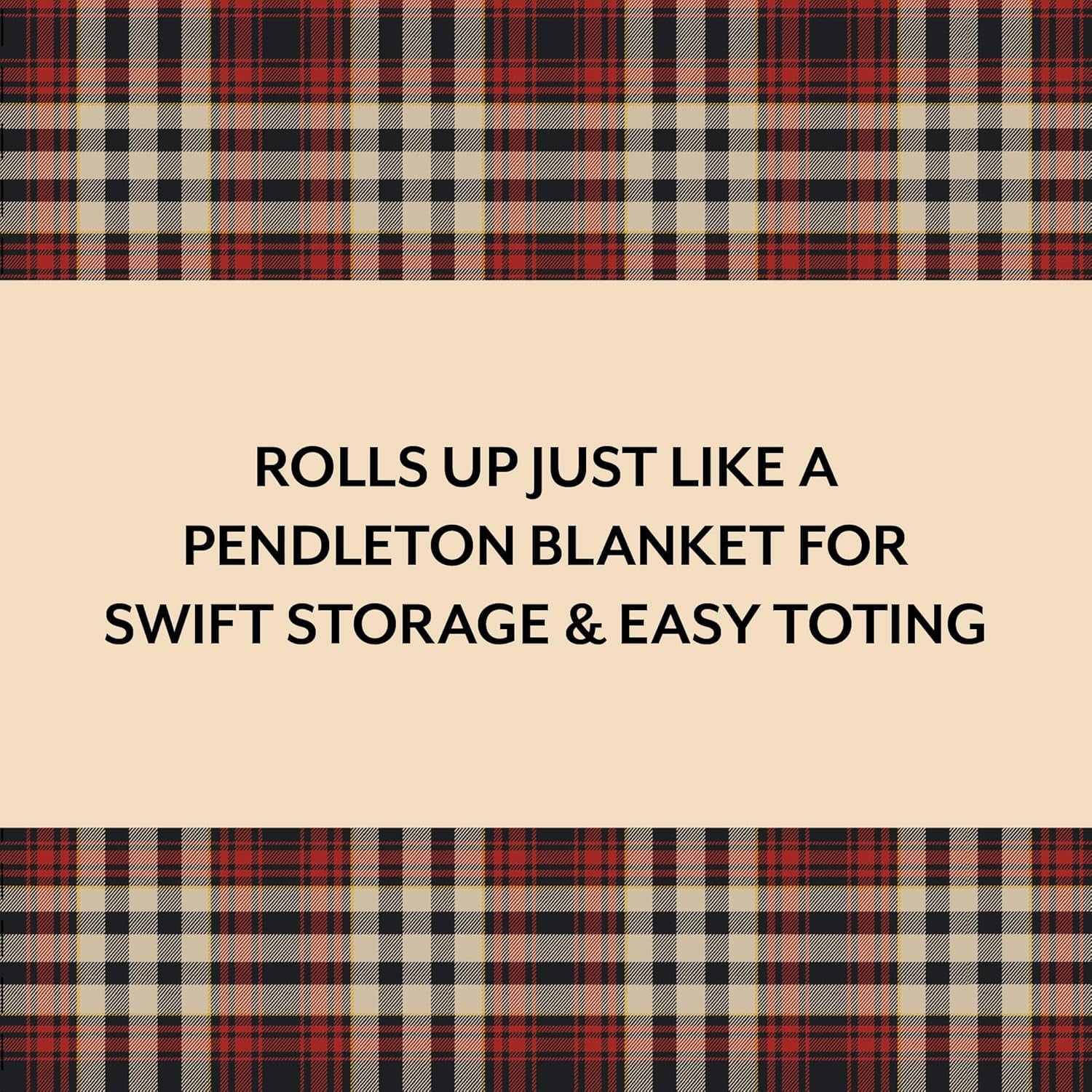 Pendleton Red Black Check Pattern Chess & Checkers - Travel-Ready Roll-Up Game