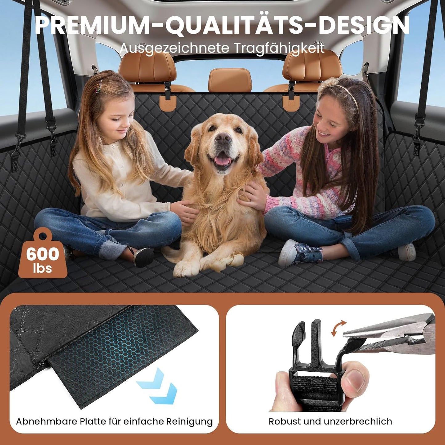 2026 Upgraded Heavy-Duty Dog Car Seat Cover Suitable for SUV | Waterproof, Scratch-Proof & Non-Slip 600D Hammock with Honeycomb Base, Load up to 250Kg (600 Lbs), Vehicle Seat Protector
