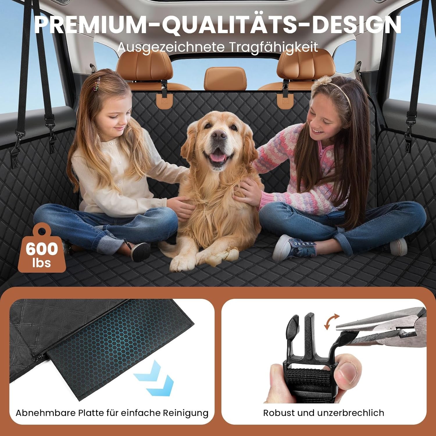 2026 Upgraded Heavy-Duty Dog Car Seat Cover Suitable for SUV | Waterproof, Scratch-Proof & Non-Slip 600D Hammock with Honeycomb Base, Load up to 250Kg (600 Lbs), Vehicle Seat Protector