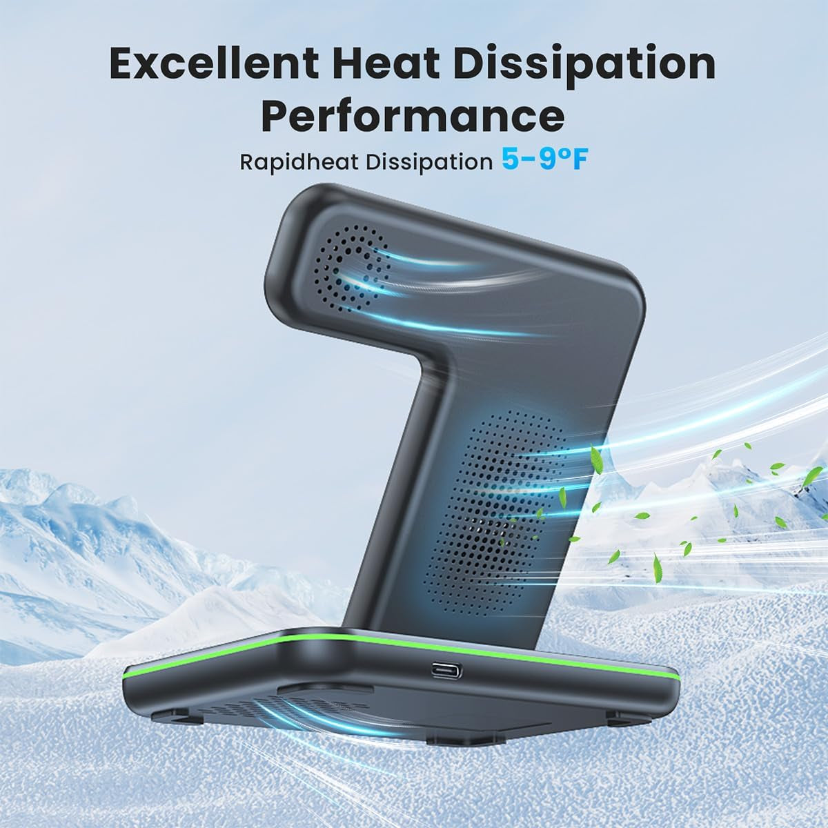 3-in-1 Wireless Charging Station for iPhone 16/15/14/13/12/11/X/8, Apple Watch Series 10/9/8/7/6/5/4/3/2/SE/Ultra/Ultra 2, and AirPods 4/3/2/Pro/Pro 2 (Black)