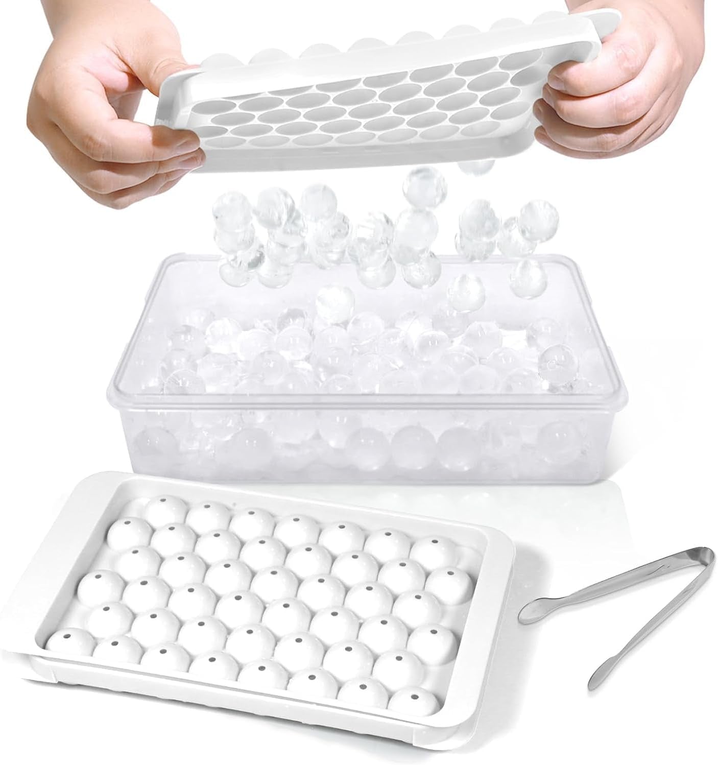 Round Ice Cube Tray with Lid and Storage Bin - Set of 2 (1") - Blue