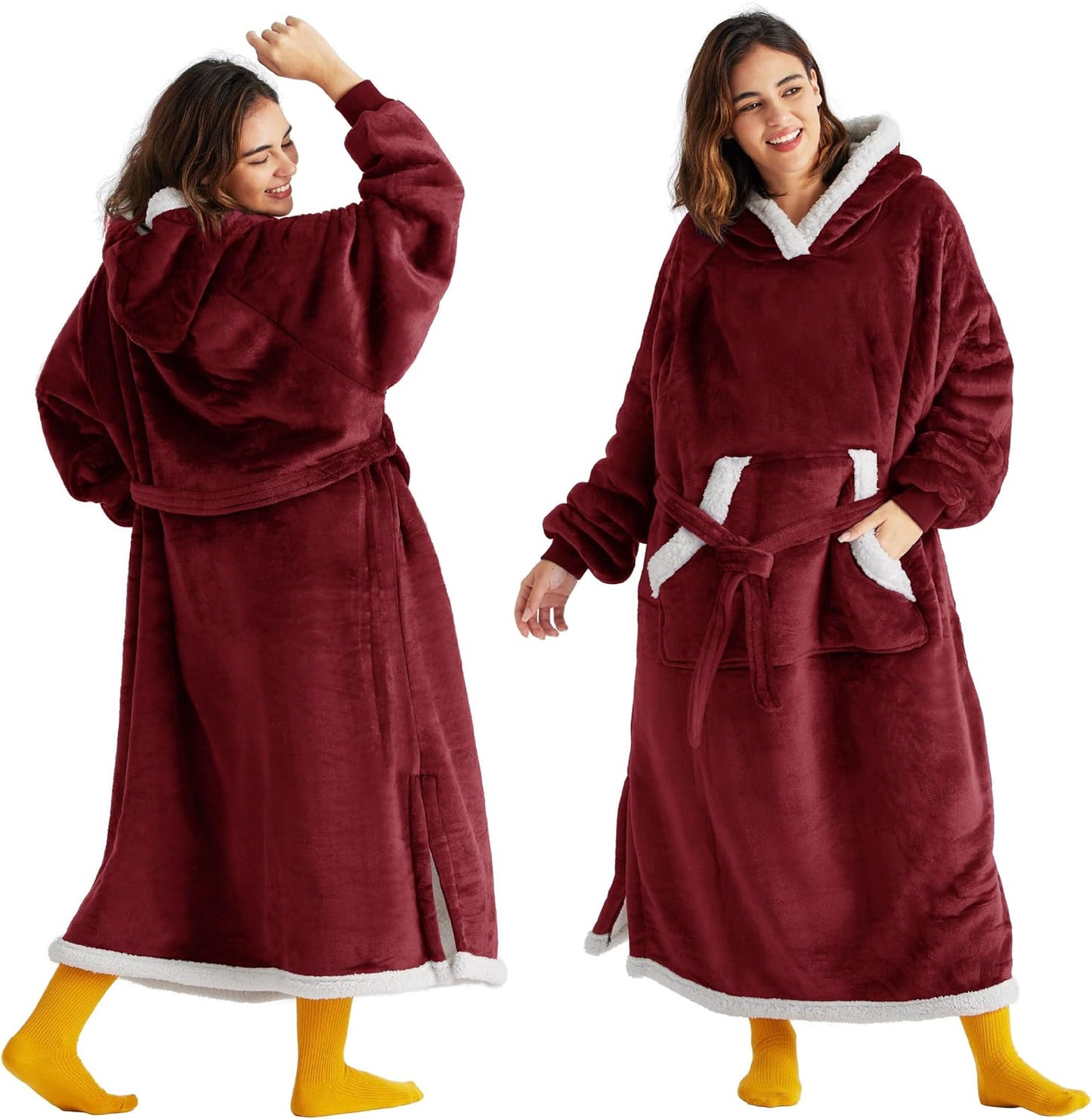 Wearable Blanket Hoodie, Cozy Long Hooded Blanket Sweatshirt as Mothers Day Hoodie Gifts for Mom Women, Standard, Black