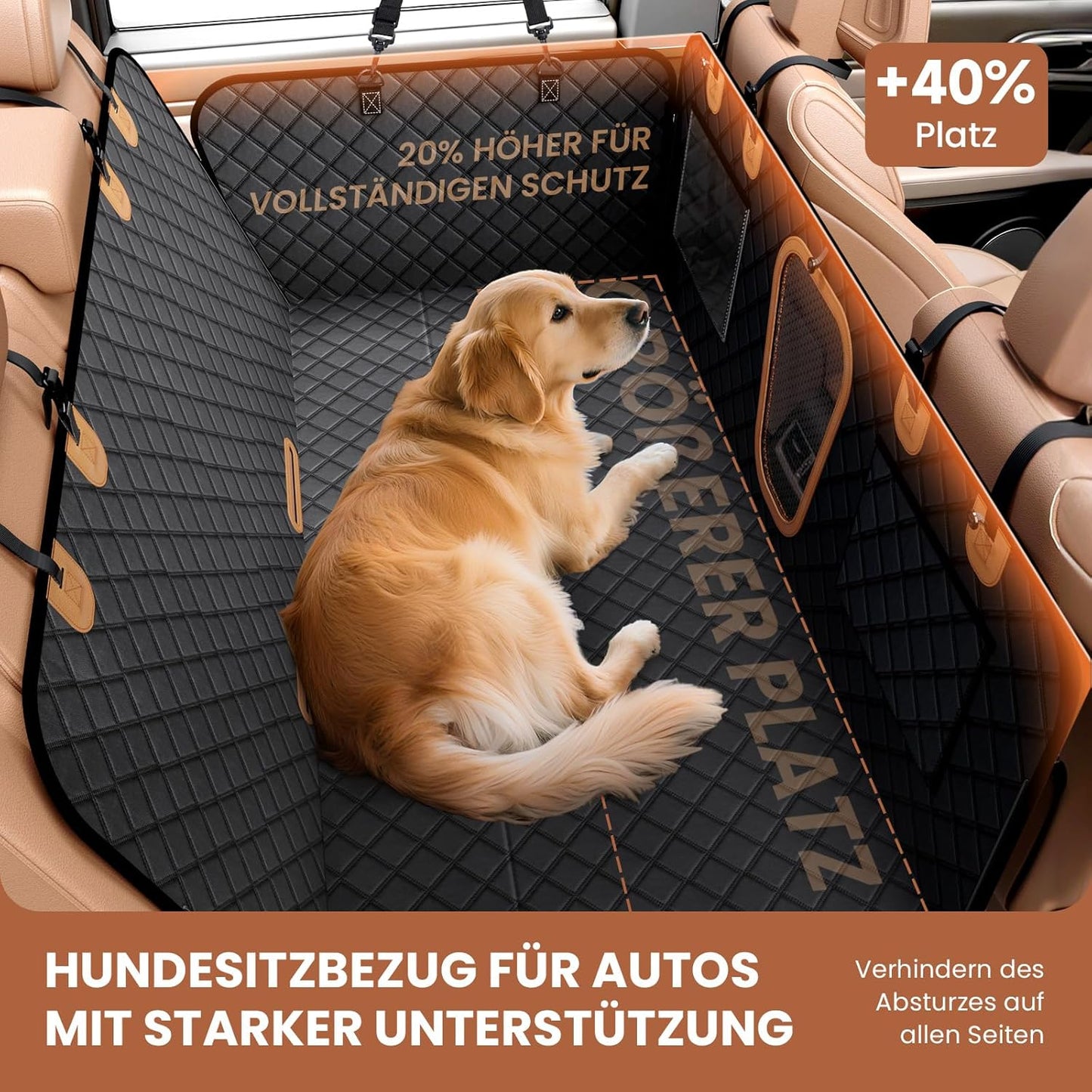 2026 Upgraded Heavy-Duty Dog Car Seat Cover Suitable for SUV | Waterproof, Scratch-Proof & Non-Slip 600D Hammock with Honeycomb Base, Load up to 250Kg (600 Lbs), Vehicle Seat Protector
