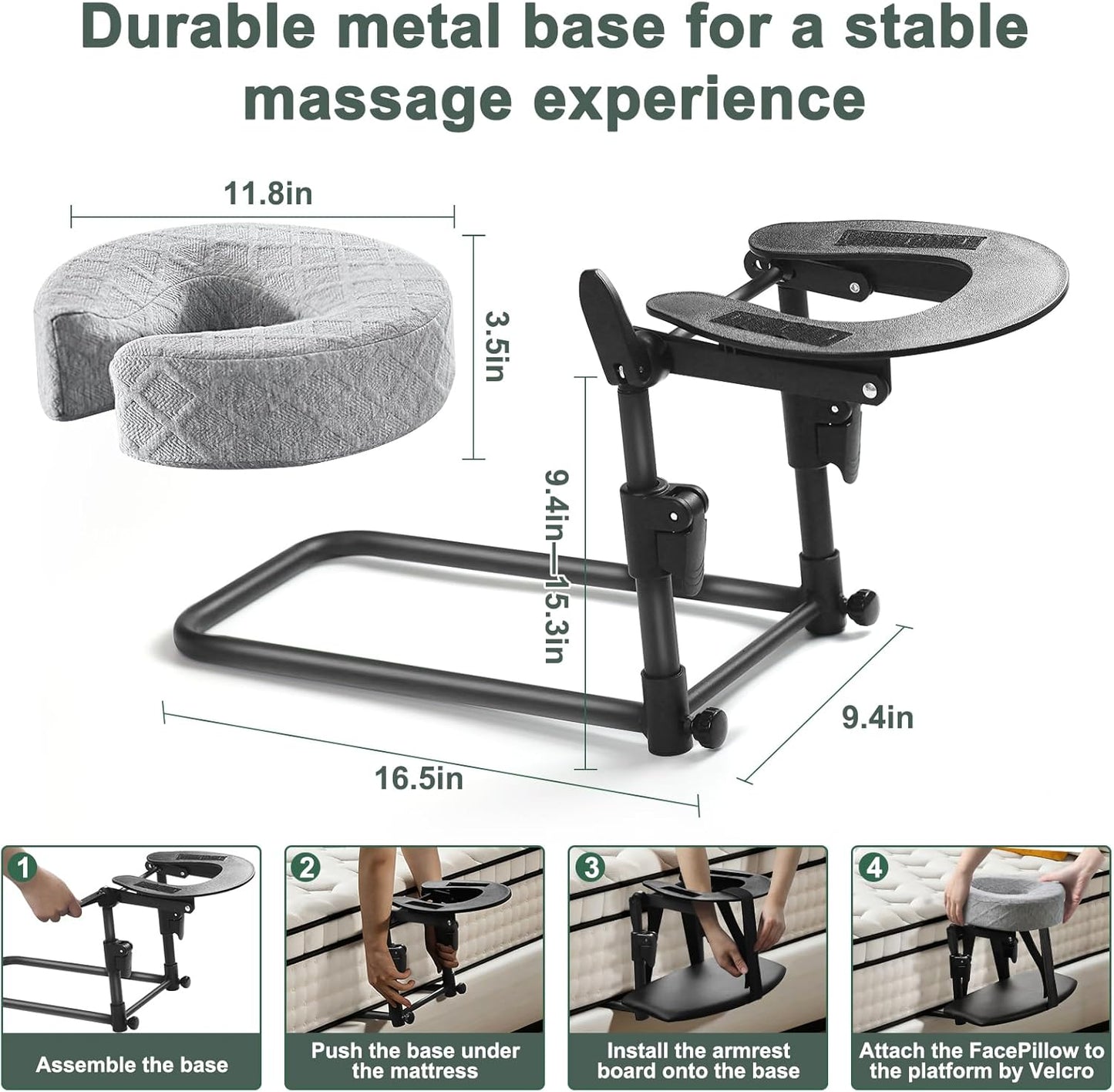 Adjustable Massage Headrest and Face Cushion Support for Bed, Portable Kit for Post-Surgery Recovery and Relaxation