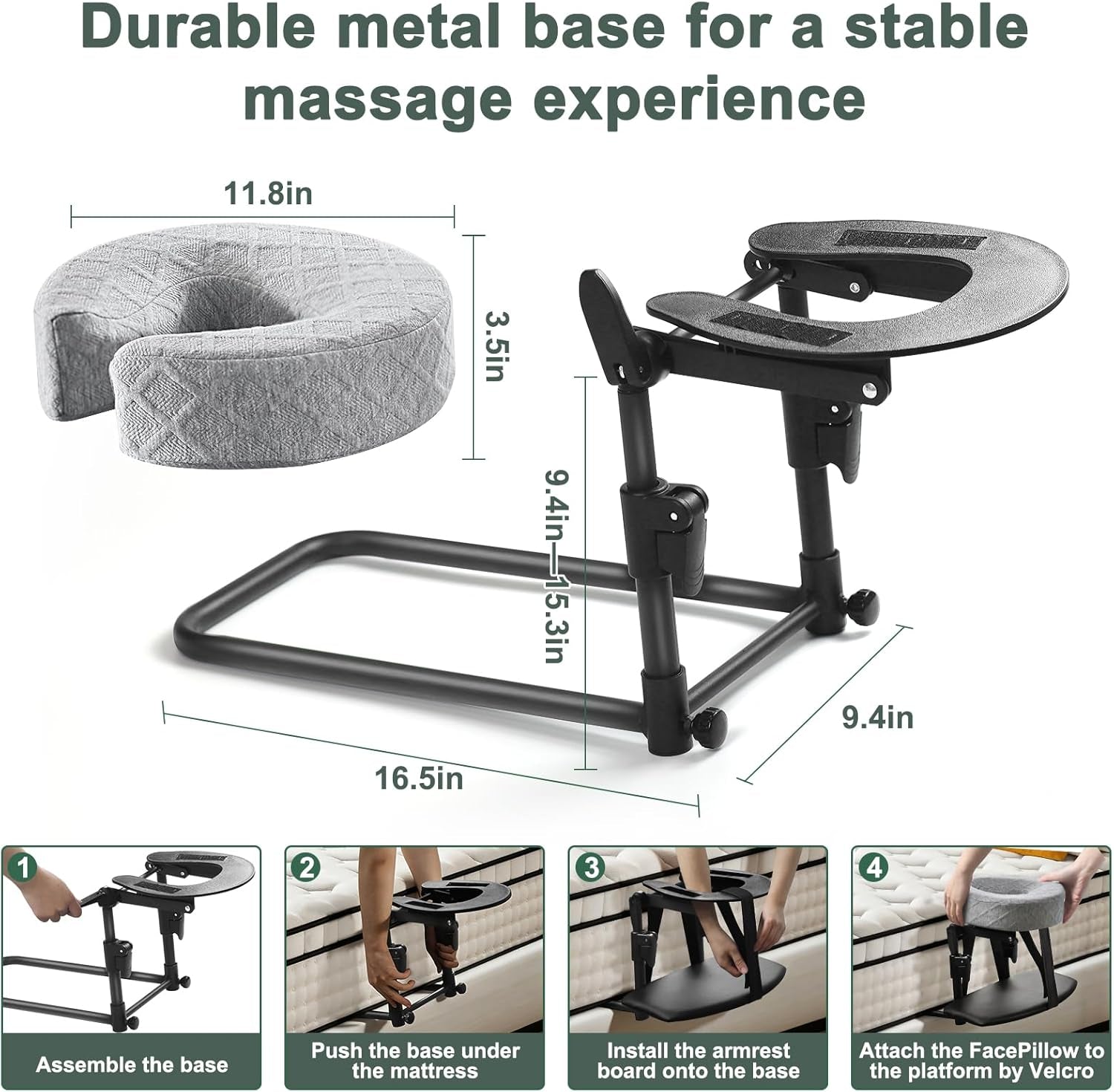 Adjustable Massage Headrest and Face Cushion Support for Bed, Portable Kit for Post-Surgery Recovery and Relaxation