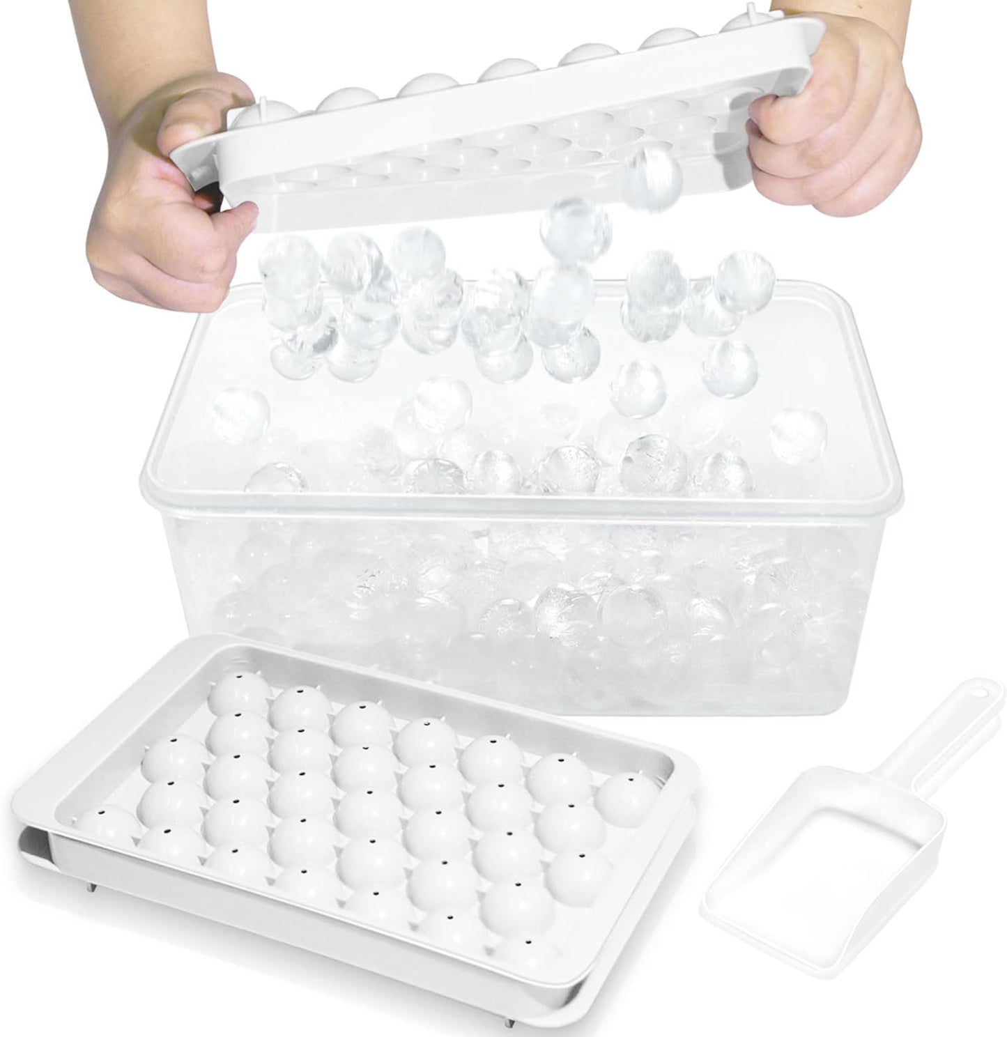 Round Ice Cube Tray with Lid and Storage Bin - Set of 2 (1") - Blue