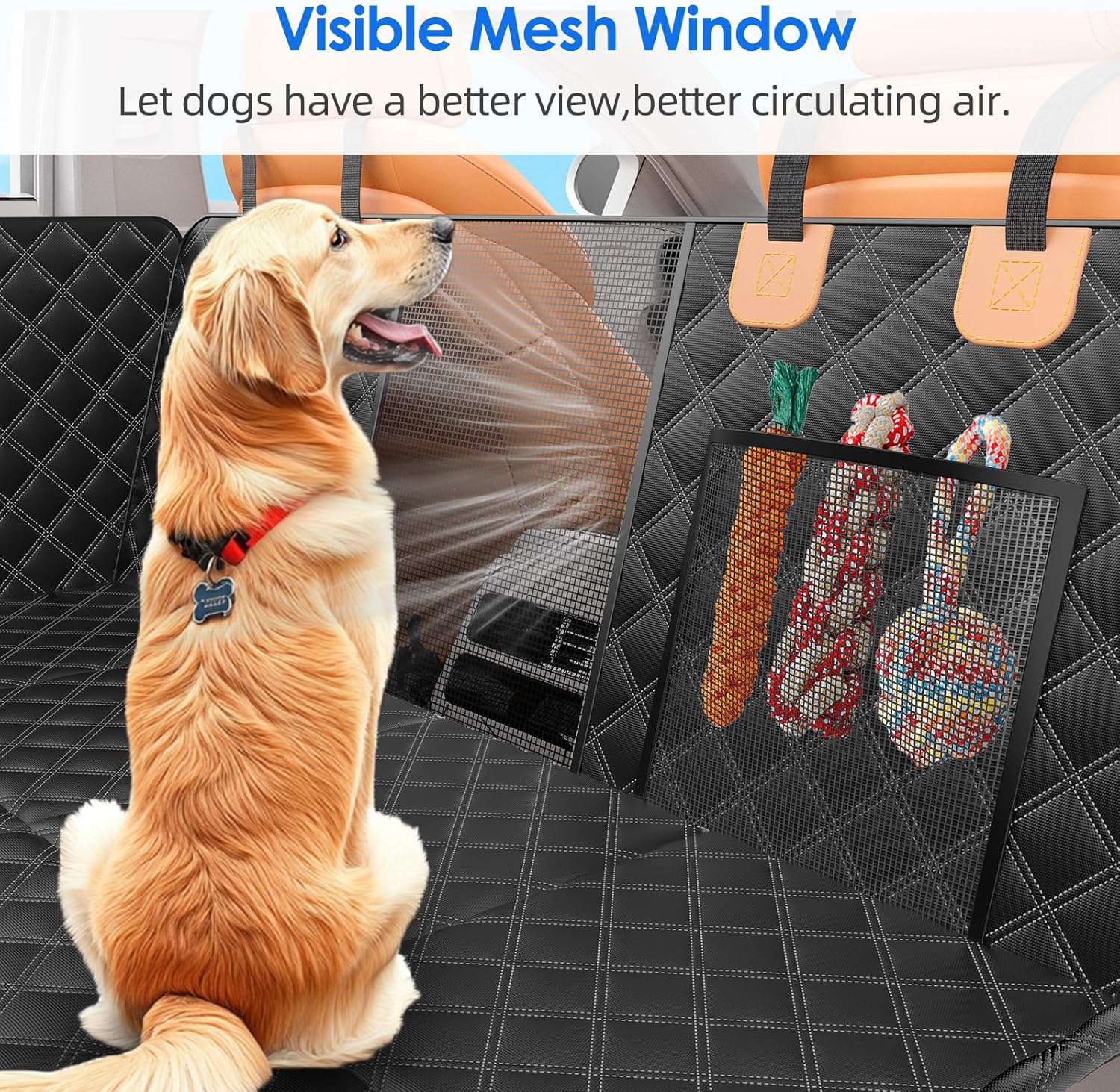 Heavy-Duty Waterproof Back Seat Extender for Dogs - Rigid Base Supports Up to 400 lbs, Non-Slip Hammock Design for Vehicles and SUVs