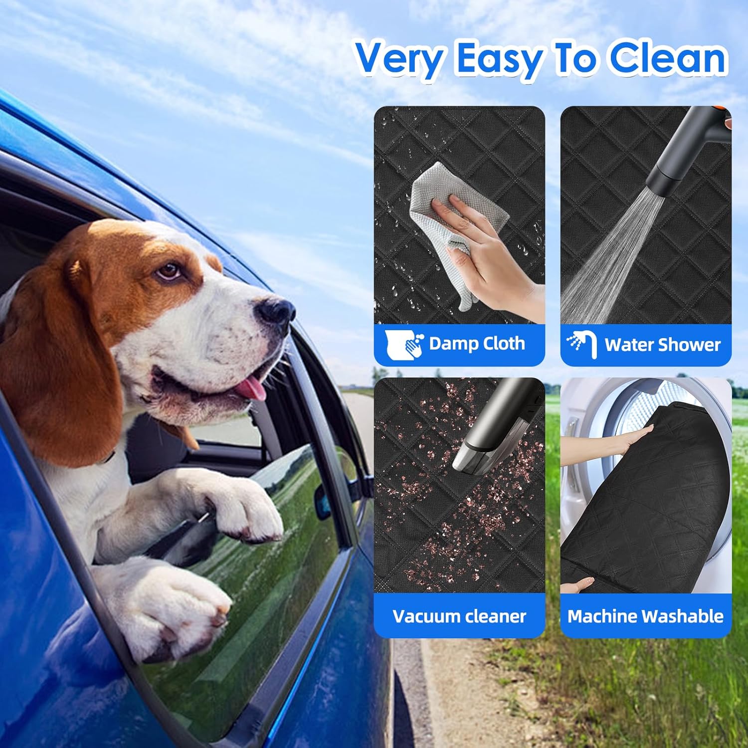 Heavy-Duty Waterproof Back Seat Extender for Dogs - Rigid Base Supports Up to 400 lbs, Non-Slip Hammock Design for Vehicles and SUVs