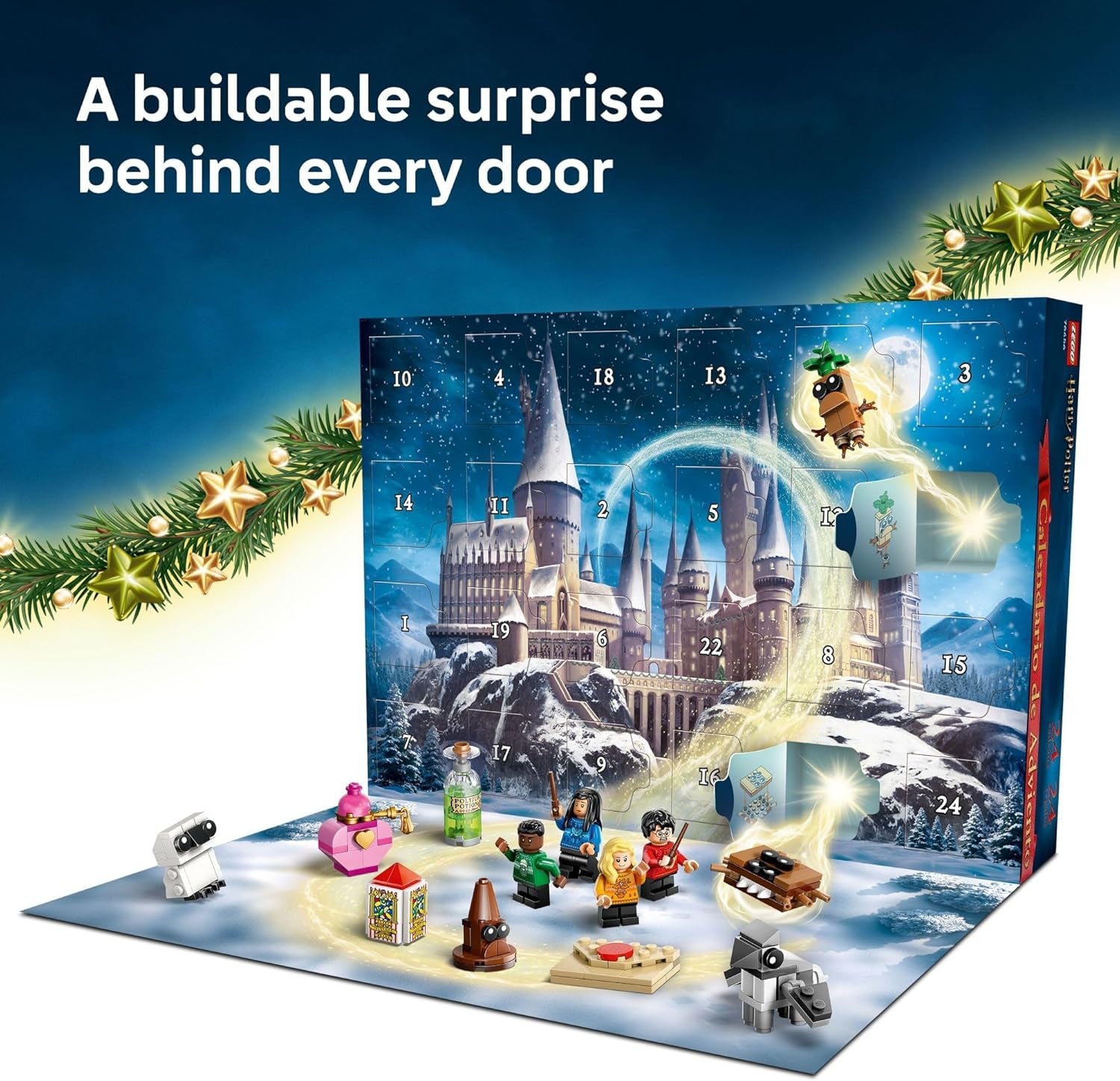 Harry Potter Advent Calendar 2025 - Holiday Countdown Set for Ages 7+, Featuring 24 Buildable Surprises Including Harry, Draco, and Luna Minifigures - Ideal Christmas Gift for Children - 76456