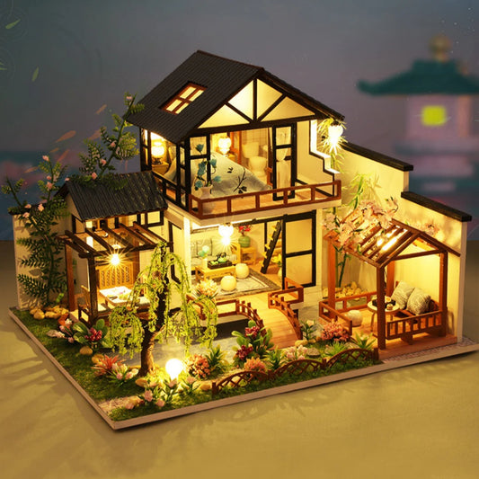 Vintage Asian Craft Wooden Puzzle House Kit