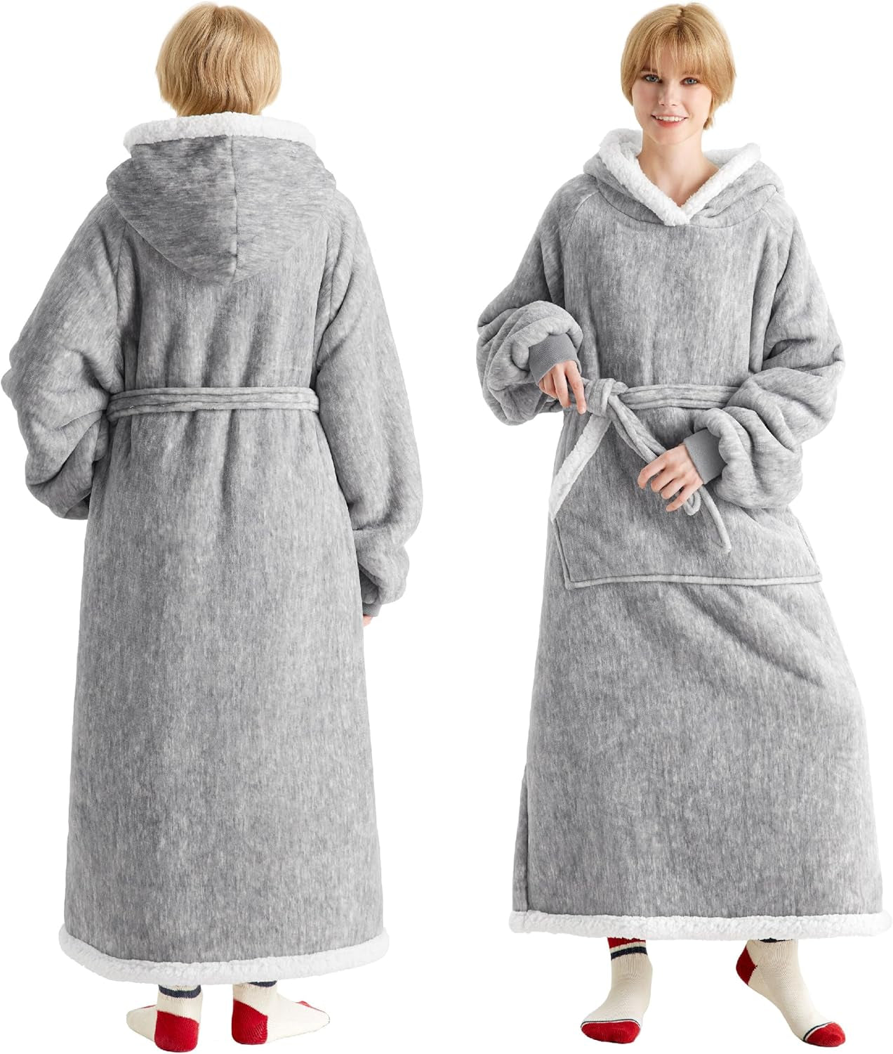 Wearable Blanket Hoodie, Cozy Long Hooded Blanket Sweatshirt as Mothers Day Hoodie Gifts for Mom Women, Standard, Black