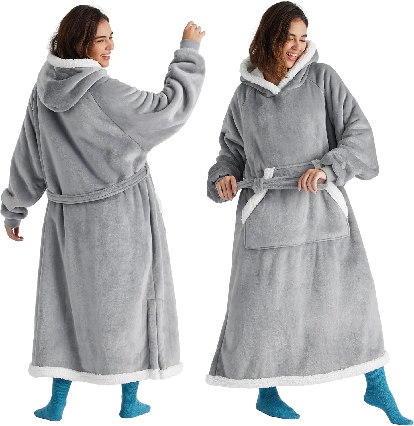 Wearable Blanket Hoodie, Cozy Long Hooded Blanket Sweatshirt as Mothers Day Hoodie Gifts for Mom Women, Standard, Black