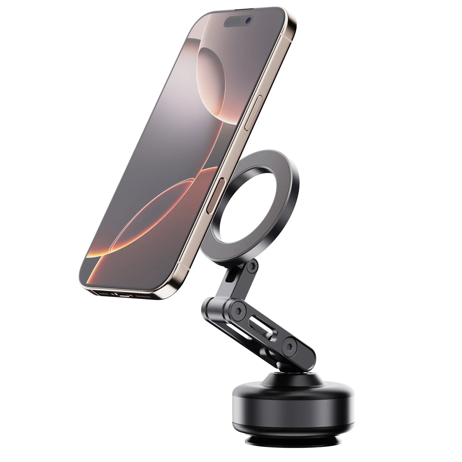 Magnetic Vacuum-Adsorption Car Mount for Smartphones - Foldable 360-Degree Rotatable Aluminum Alloy Holder