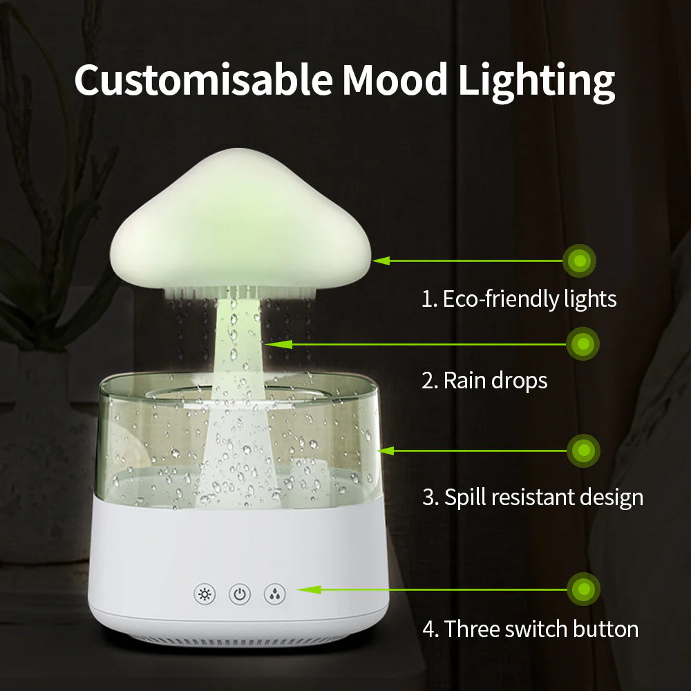 Dual Function Cloud Humidifier with Aroma Oil Dispenser & Soft Glow Night Light Mushroom Design