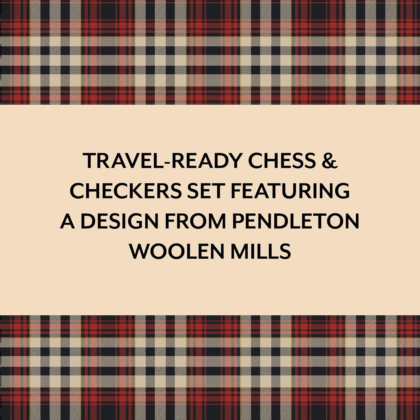 Pendleton Red Black Check Pattern Chess & Checkers - Travel-Ready Roll-Up Game