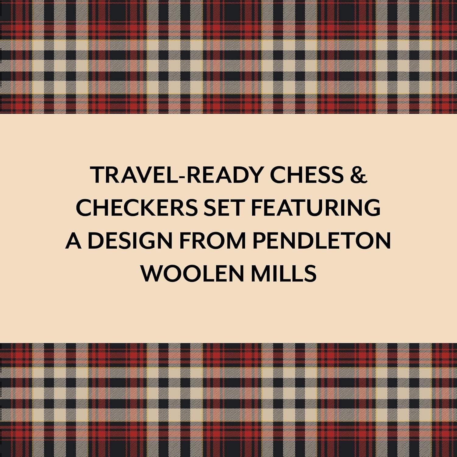 Pendleton Red Black Check Pattern Chess & Checkers - Travel-Ready Roll-Up Game