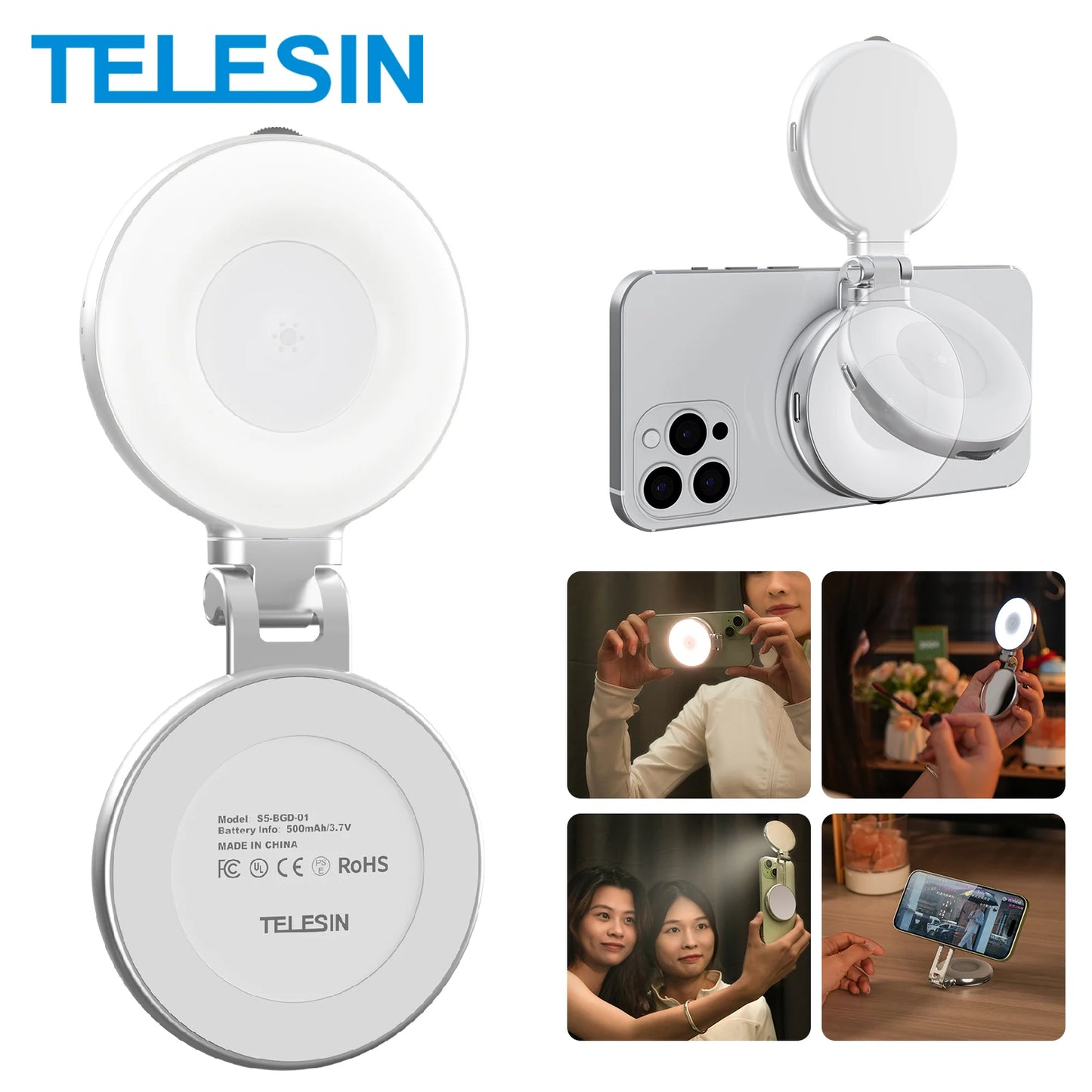 Illuminate Your Selfies: The Magnetic Mini Selfie Light with 3 Adjustable Brightness Modes for Stunning Smartphone Photography
