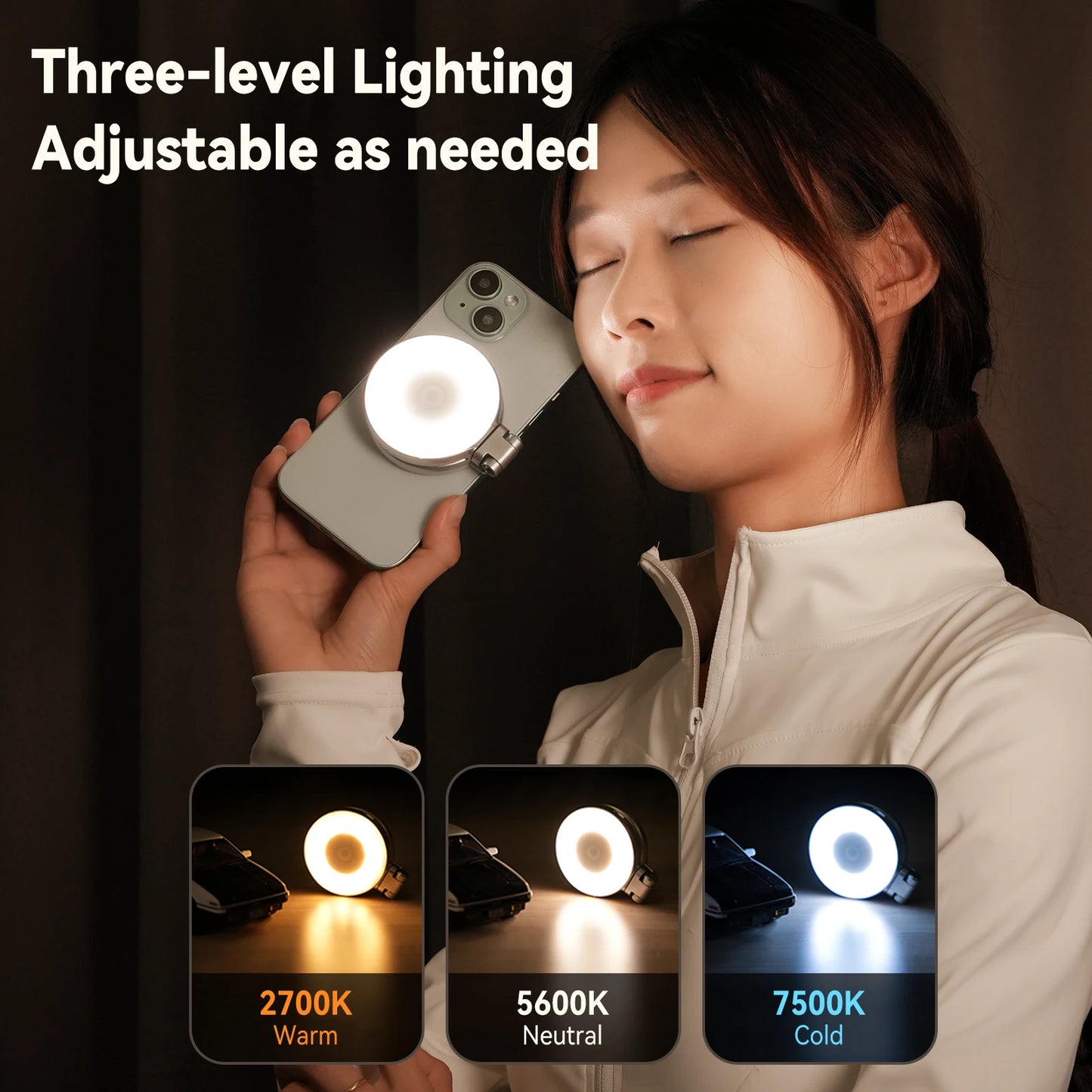 Illuminate Your Selfies: The Magnetic Mini Selfie Light with 3 Adjustable Brightness Modes for Stunning Smartphone Photography
